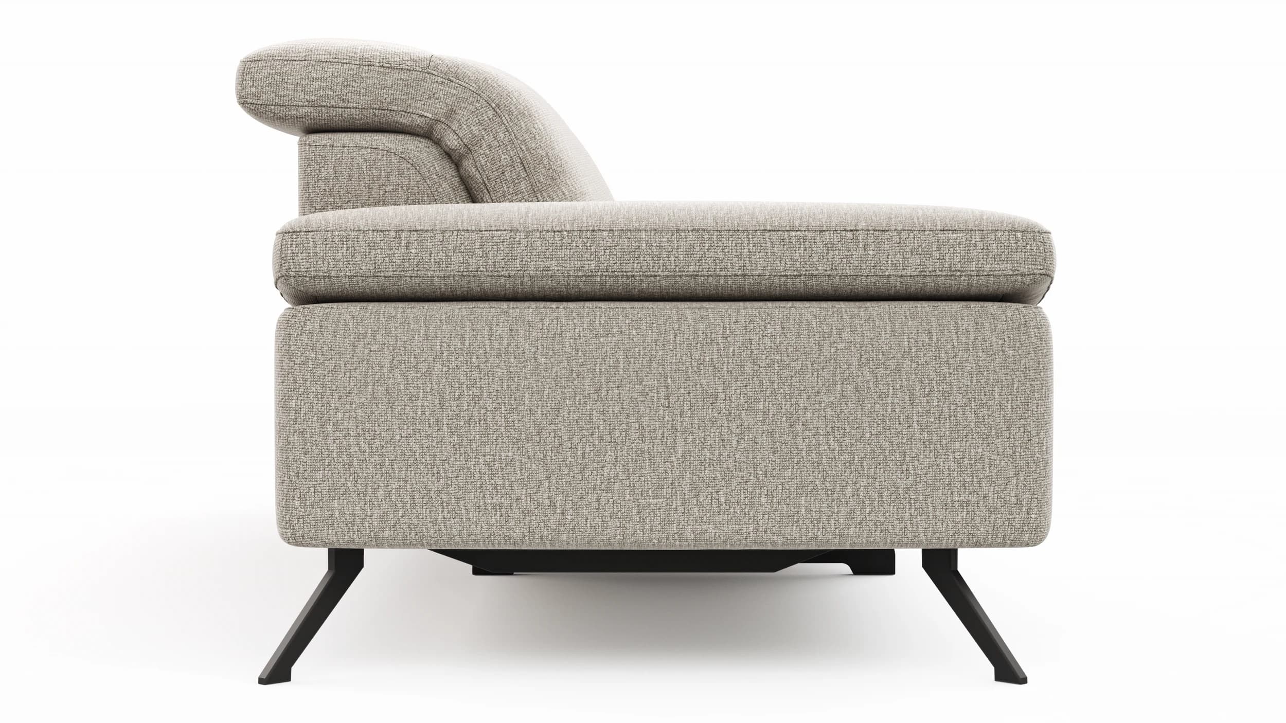 Sofa Rafaela 2.0 - 3-Sitzer inkl. 1x Relaxfunktion und Kopfteile verstellbar, Stoff, Champagner