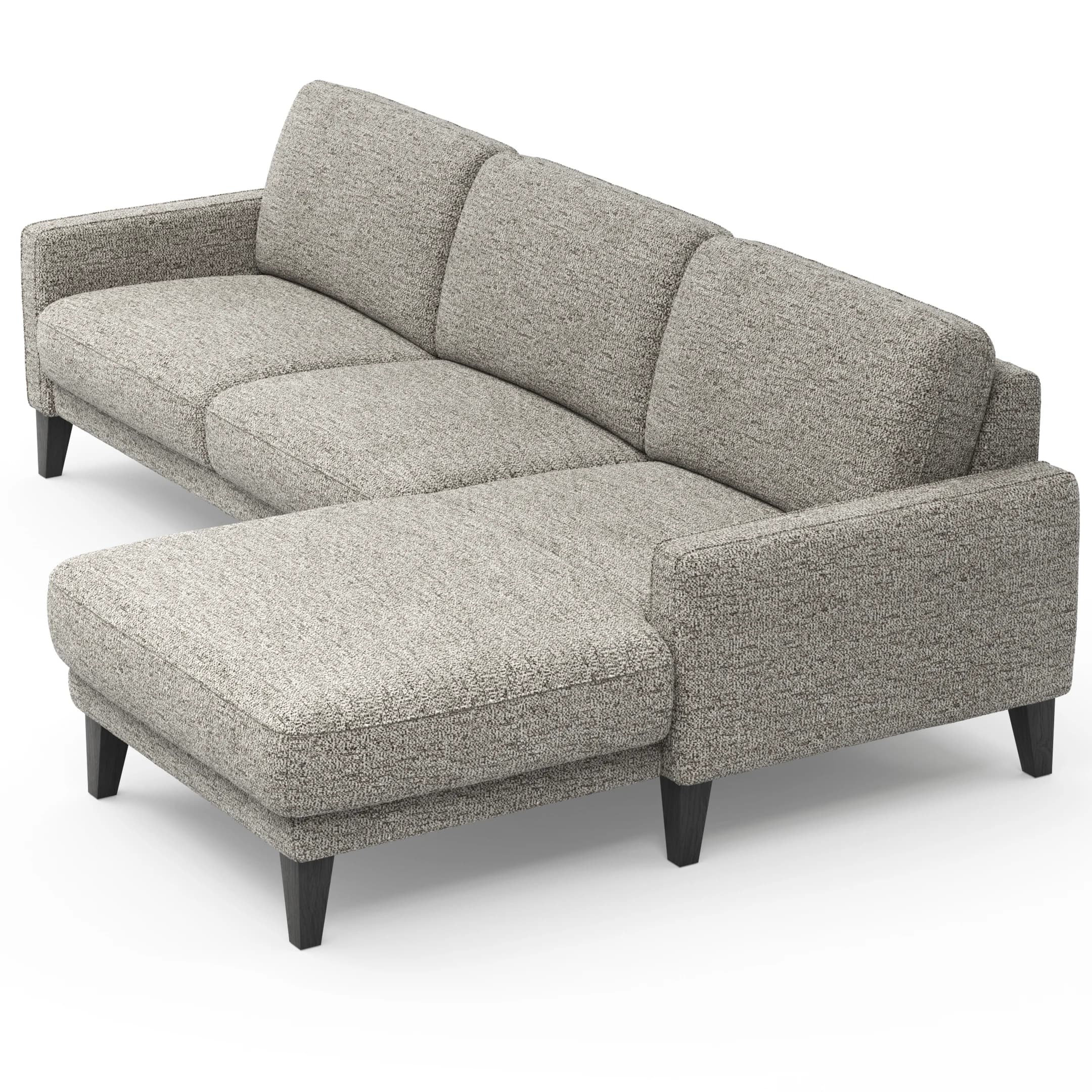 Ecksofa Matero - 2,5-Sitzer mit Longchair rechts, Stoff, Graubeige