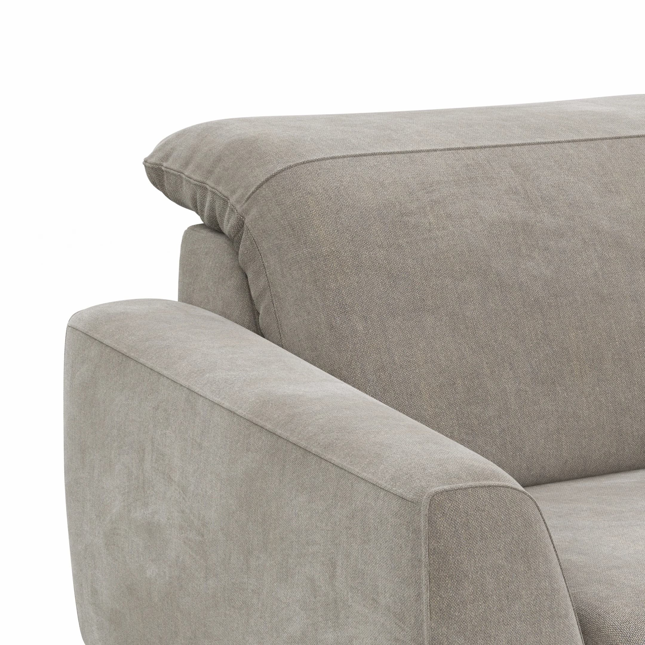 Sofa Tulsa KV - 3-Sitzer, inkl. Sitzvorzug (motorisch) und Kopfteilverstellung, Stoff, Graubeige