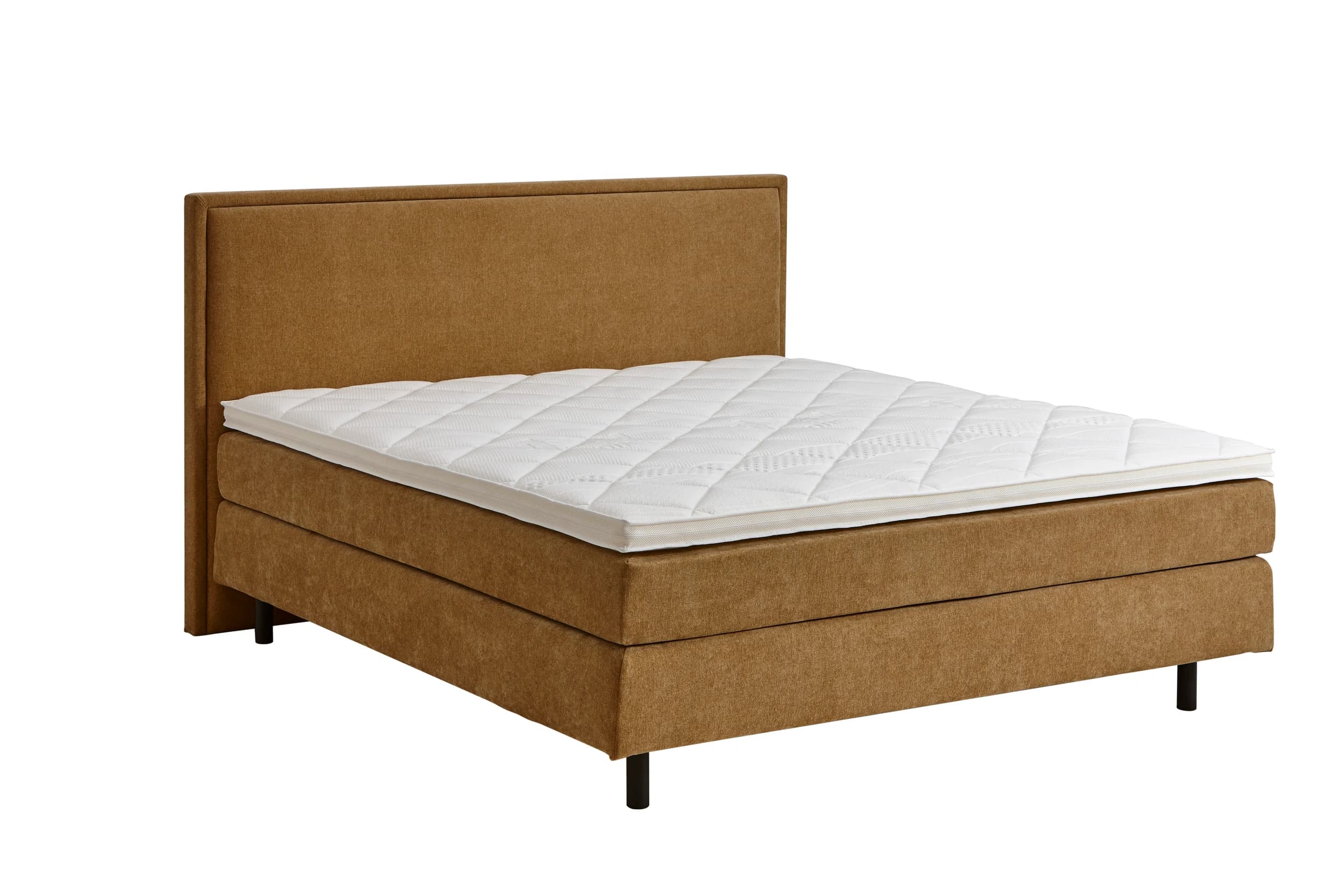Boxspringbett Valencia - Liegefläche ca. 180x200 cm, Stoff, Senfgelb