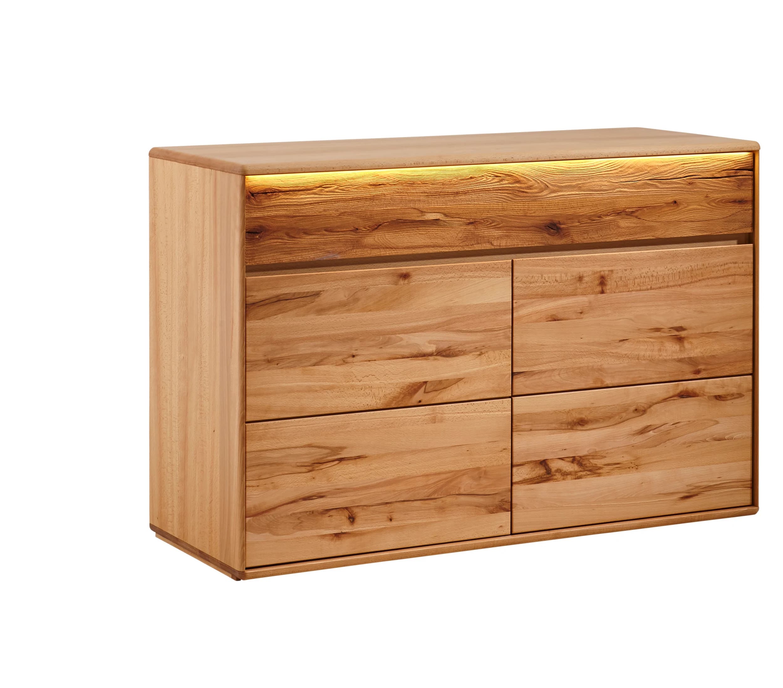 Sideboard Hillsboro - inkl. Beleuchtung, Buche/Kernbuche natur, geölt