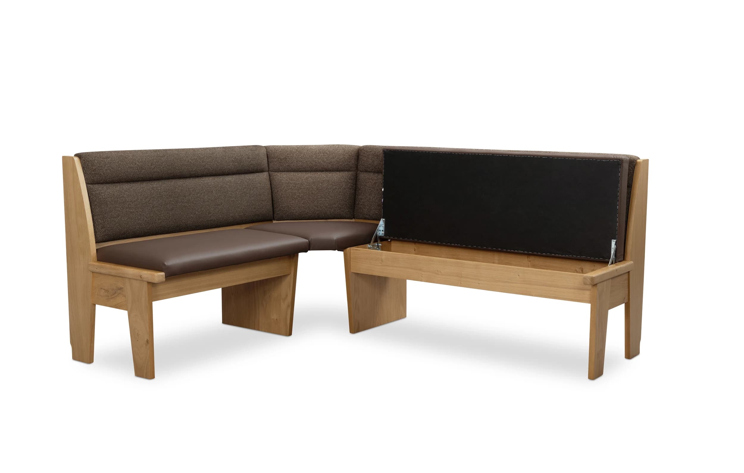 Eckbank - mit Truhe, BT  ca. 185 x 145 cm, Wildeiche furniert, Polyester Braun