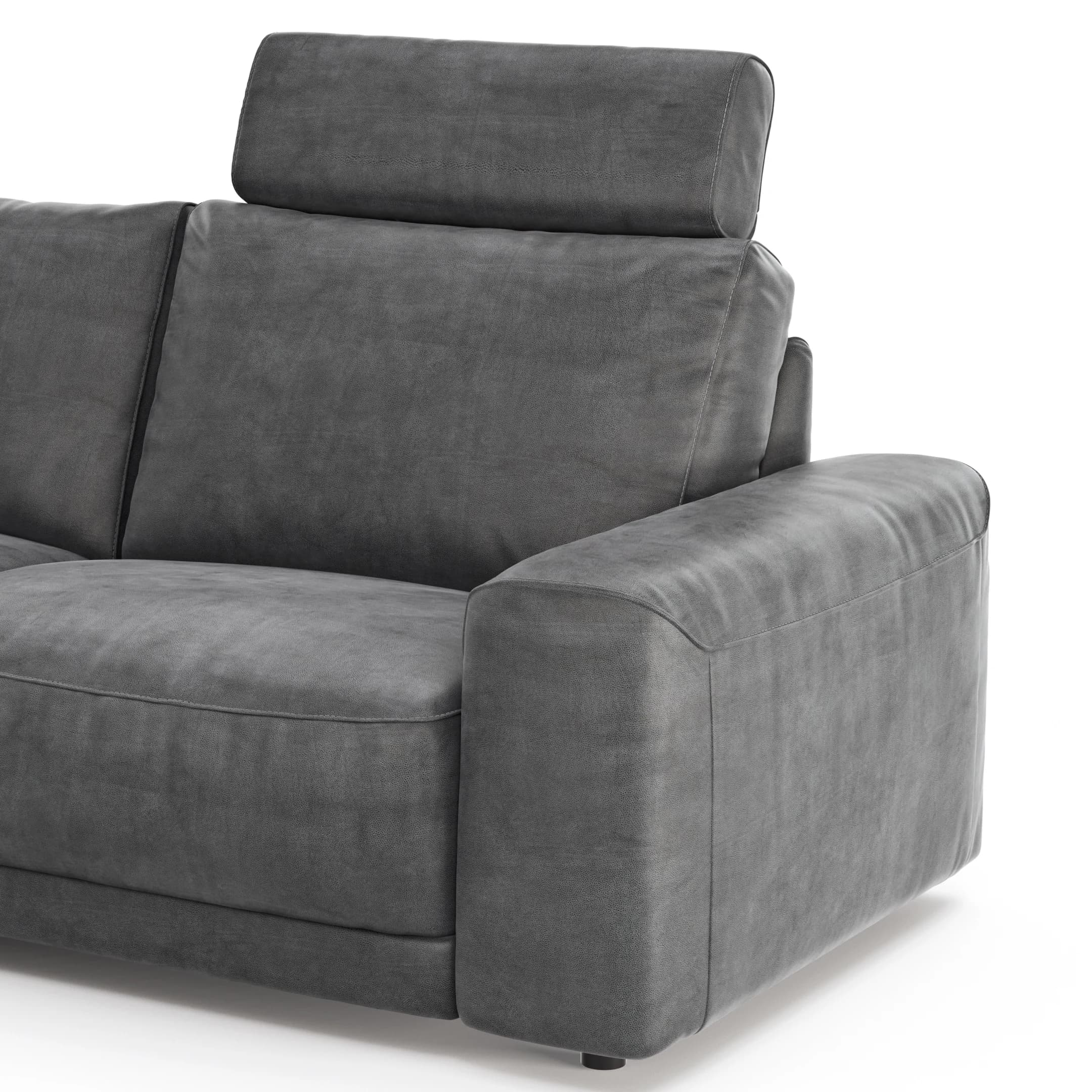 Ecksofa Balok - Longchair groß links mit 2,5-Sitzer, inkl. Relaxfunktion (motorisch) und Kopfstütze, Stoff, Anthrazit
