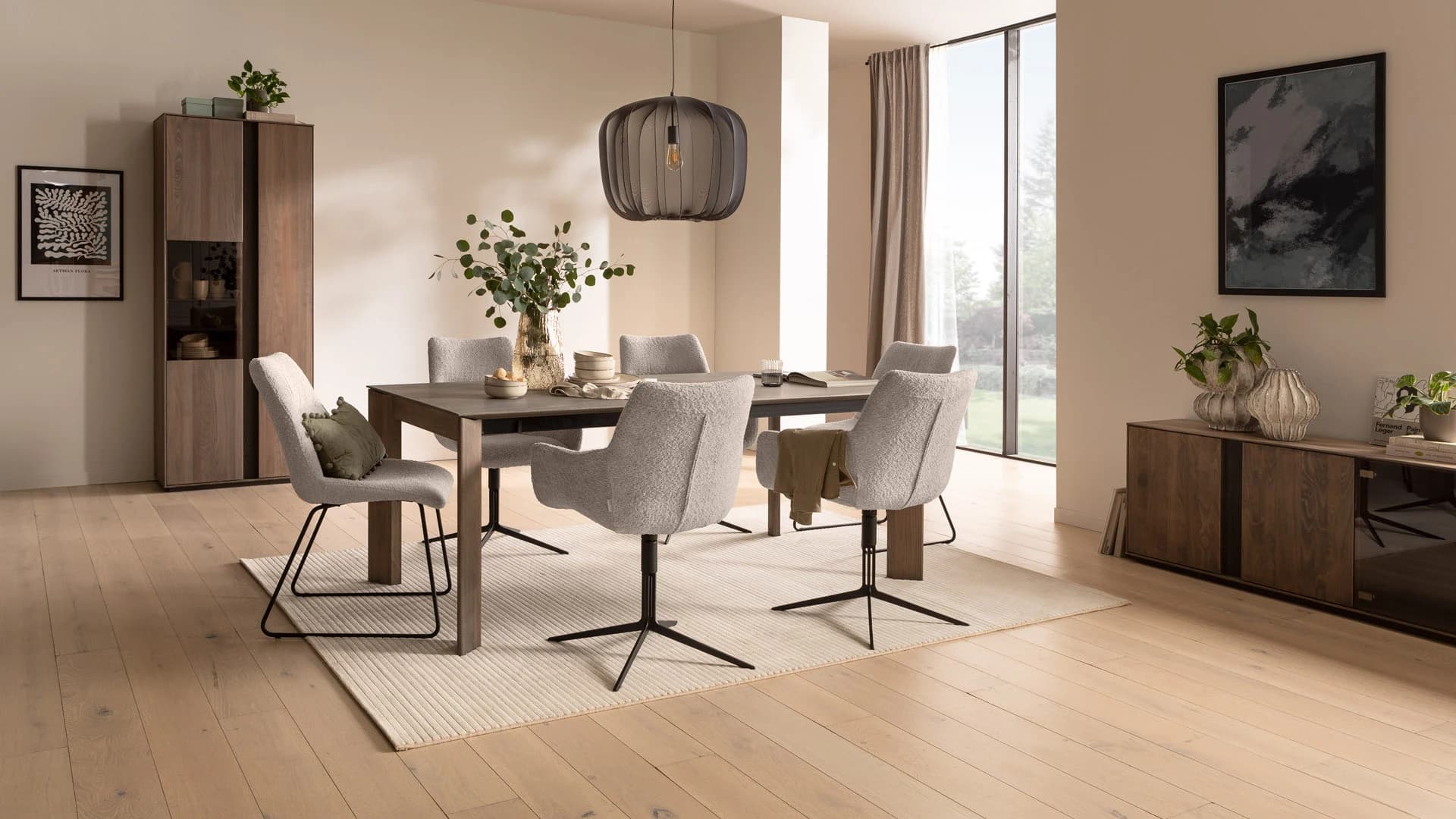 Esstisch Saratoga - ausziehbar, LB ca. 180x95 cm, Buche massiv, silbergrau geölt