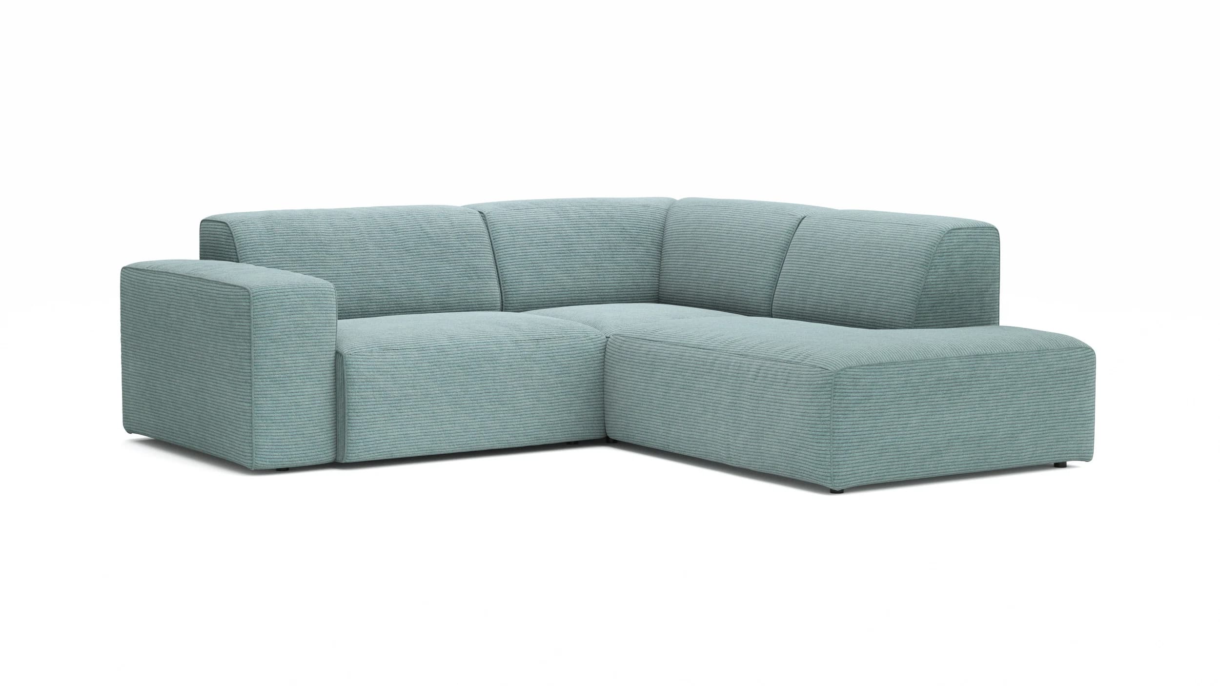 Ecksofa Elementos - 1,5-Sitzer links mit Ecke rechts, Stoff, Seablue