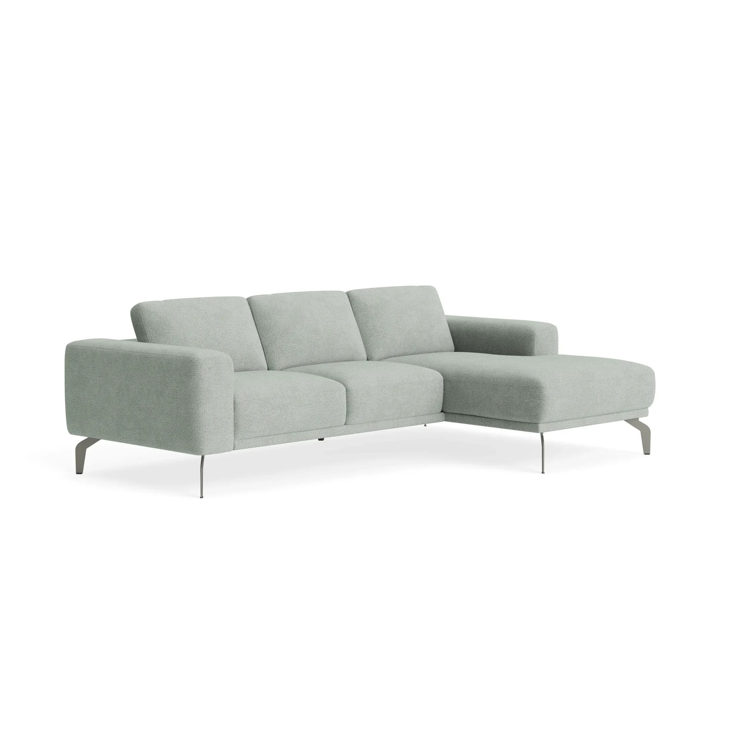 Ecksofa Benissa - 2,5-Sitzer mit Longchair rechts inkl. Sitztiefe und Rückenlehne verstellbar, Stoff, Mint