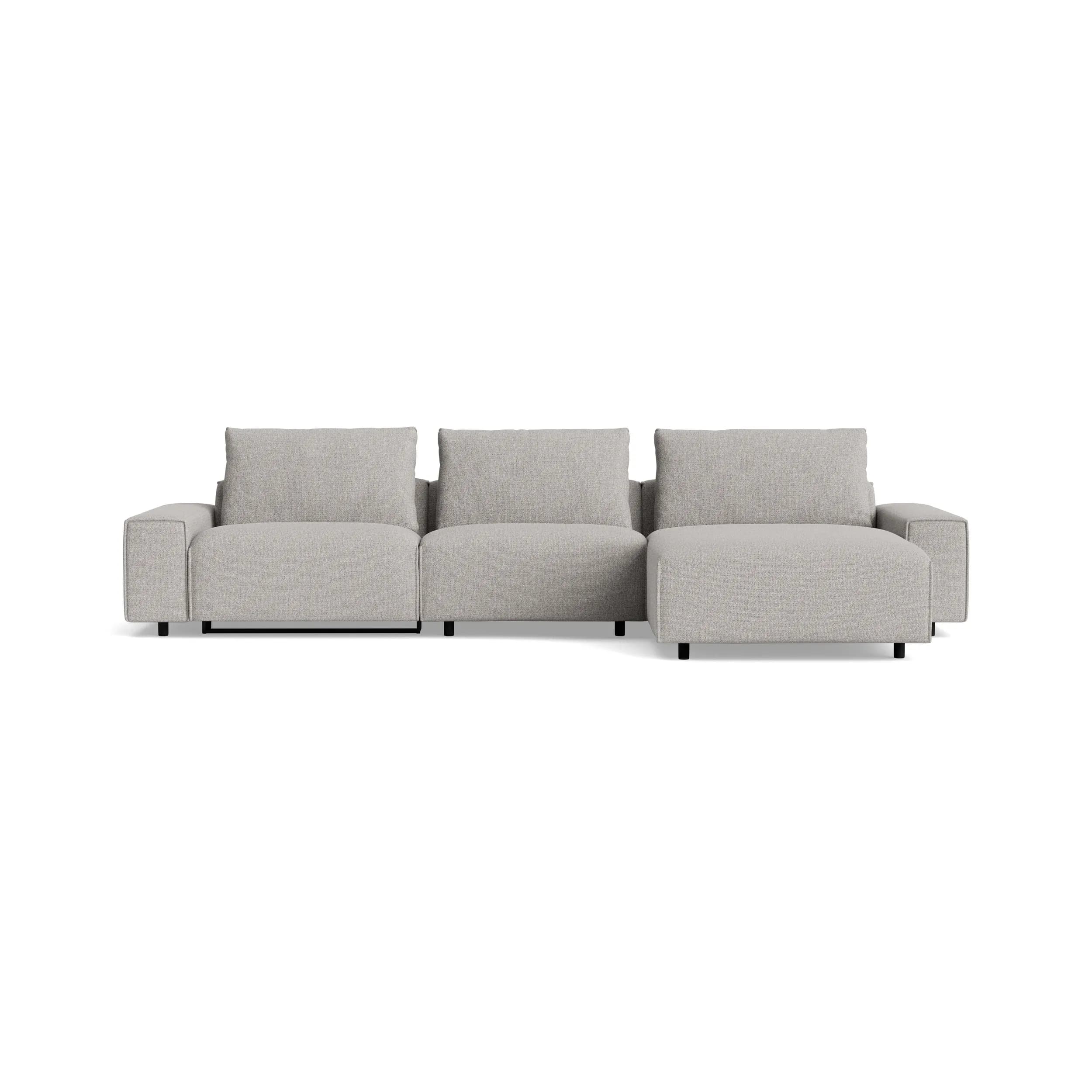 Ecksofa Serava - Longchair links mit 2,5-Sitzer, Stoff, Grau