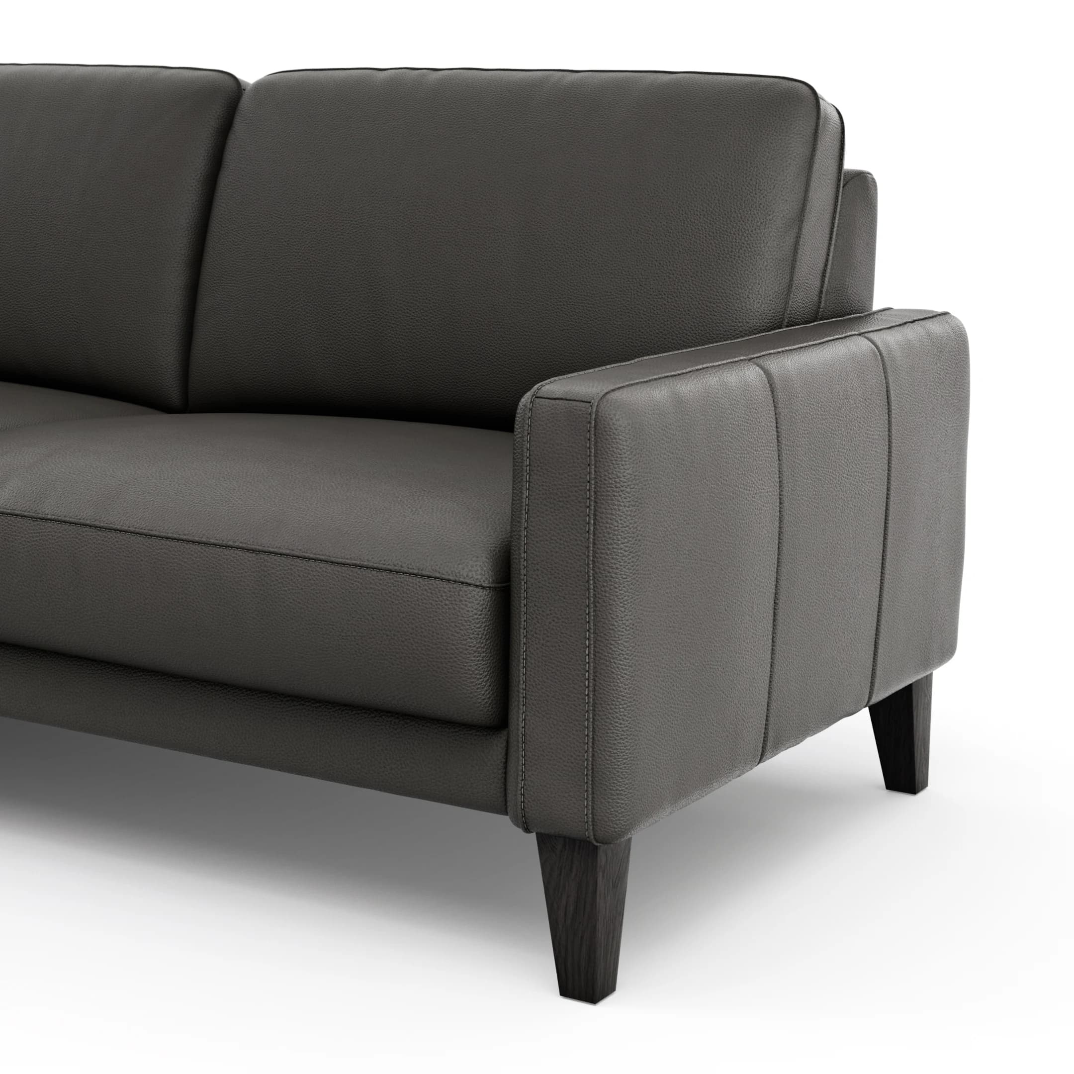 Ecksofa Matero - Longchair mit 2,5-Sitzer rechts inkl. Relaxfunktion motorisch, Leder, Anthrazit