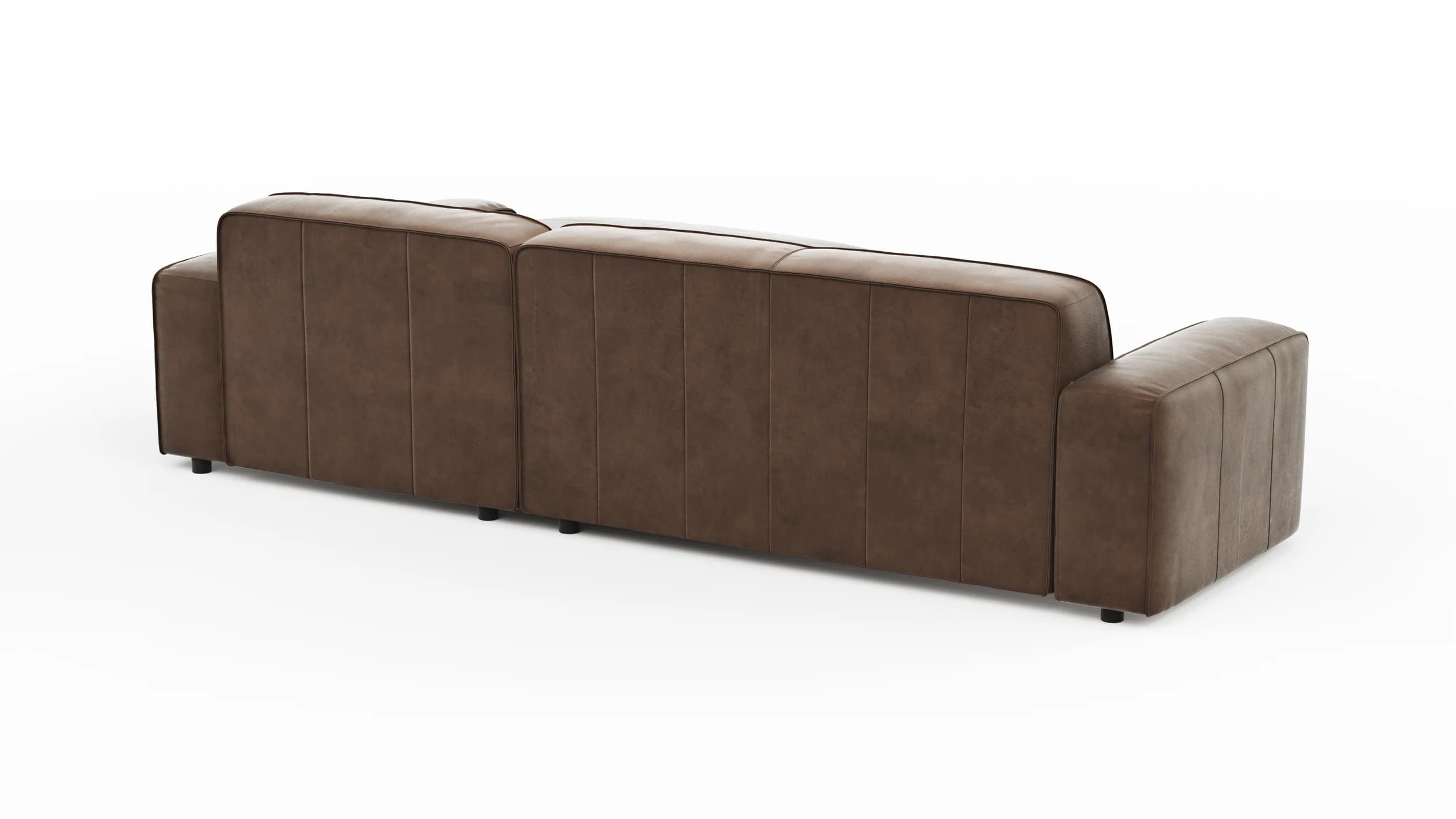 Ecksofa Denver - 2,5-Sitzer mit Longchair rechts, Leder, Braun