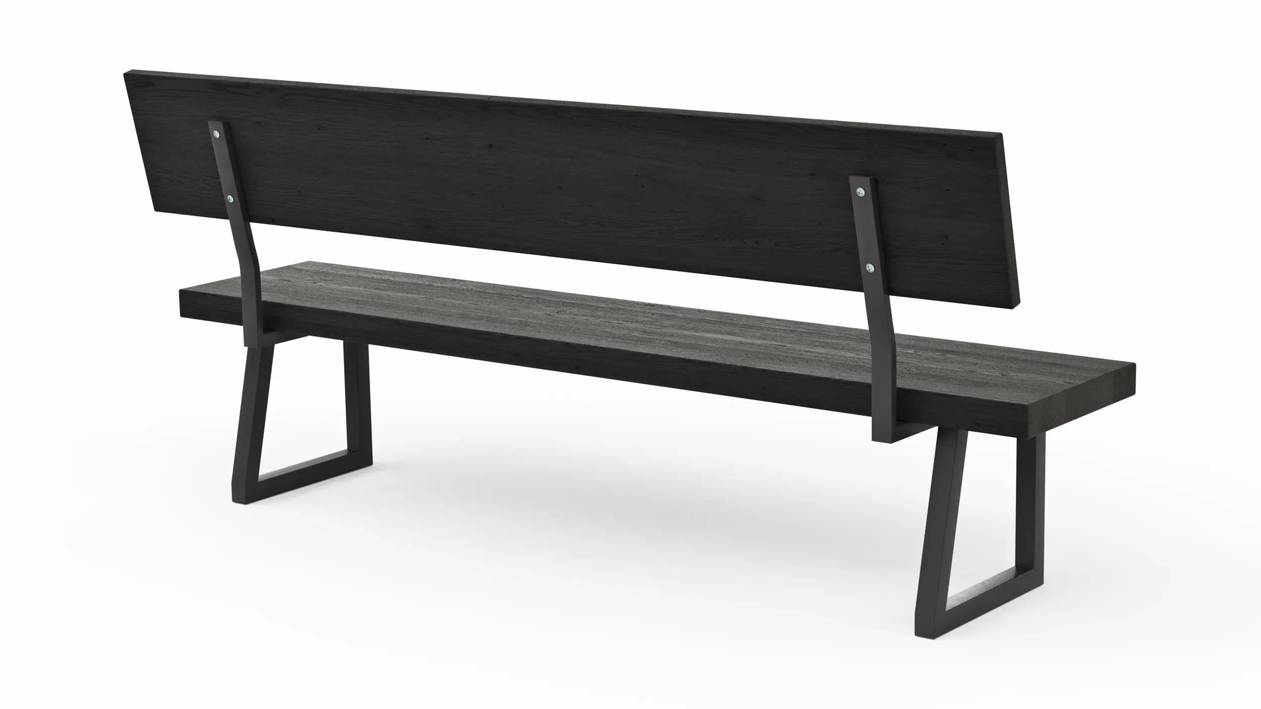 Holzbank Clifton - mit Rückenlehne, Breite ca. 200cm, Zerreiche massiv, smoked