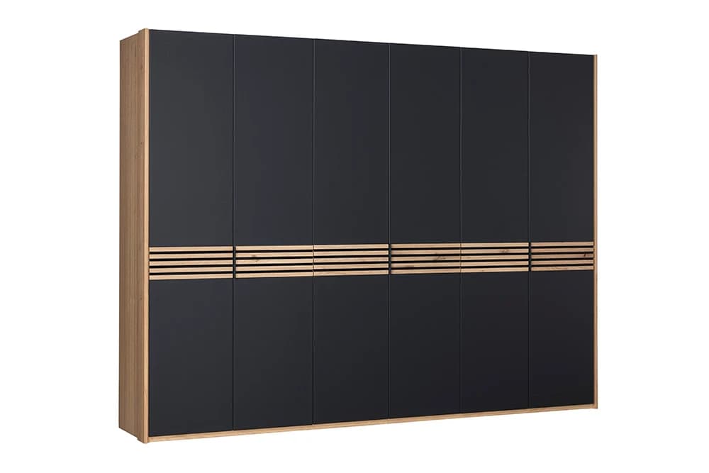 Drehtürenschrank Viana - B ca. 303cm, Lack, Anthrazit