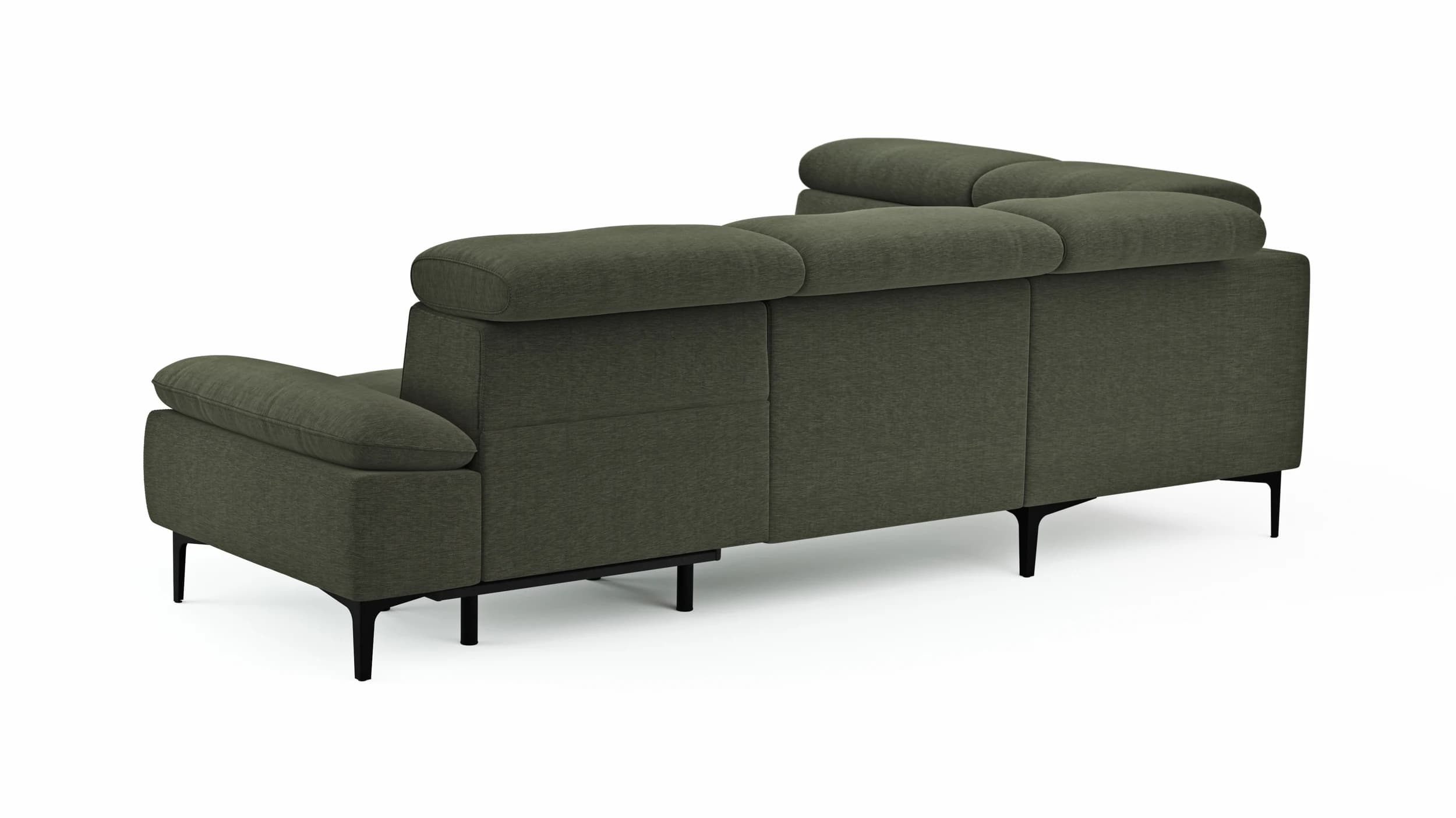 Ecksofa Felipa - Ecke links mit 2,5-Sitzer inkl. Armlehne verstellbar und Rückenlehne/Sitztiefe verstellbar (motorisch), Stoff, Dunkelgrün