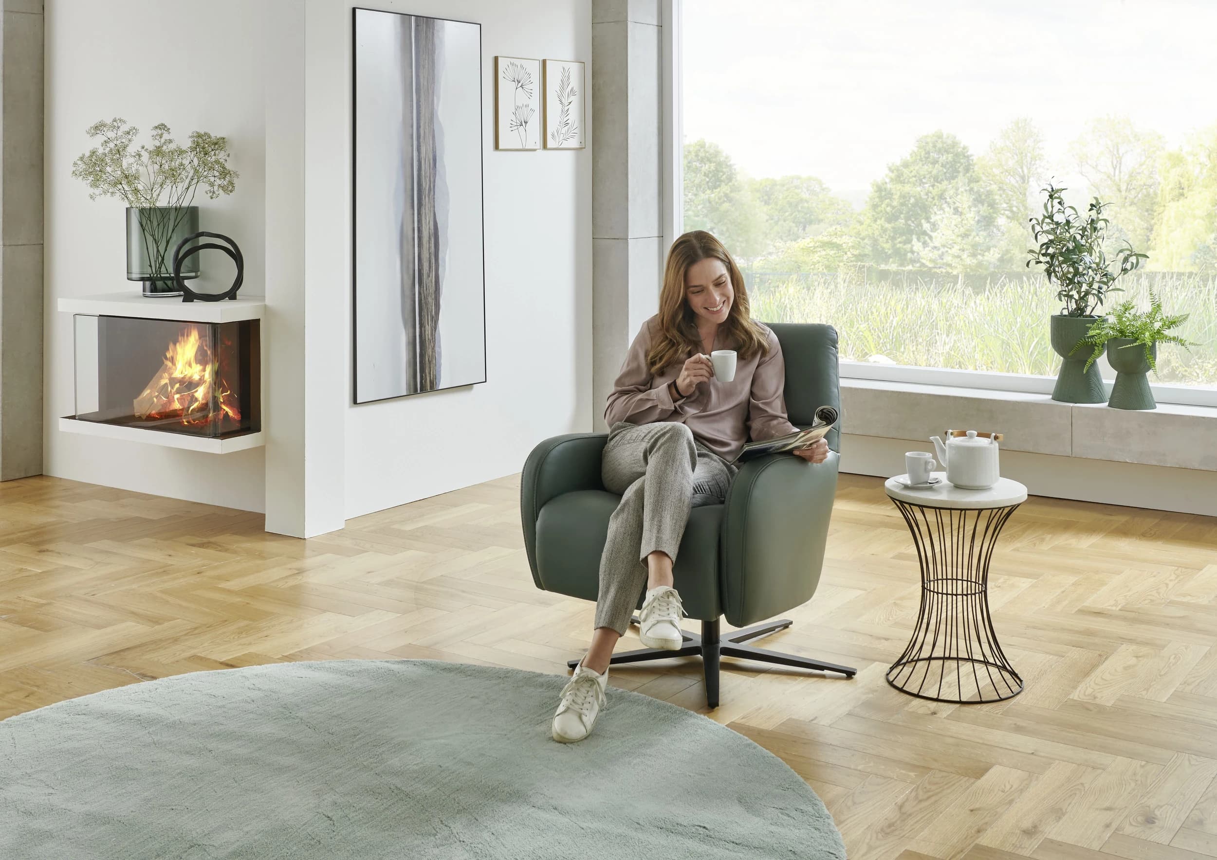 Sessel - drehfunktion, Leder, Opal