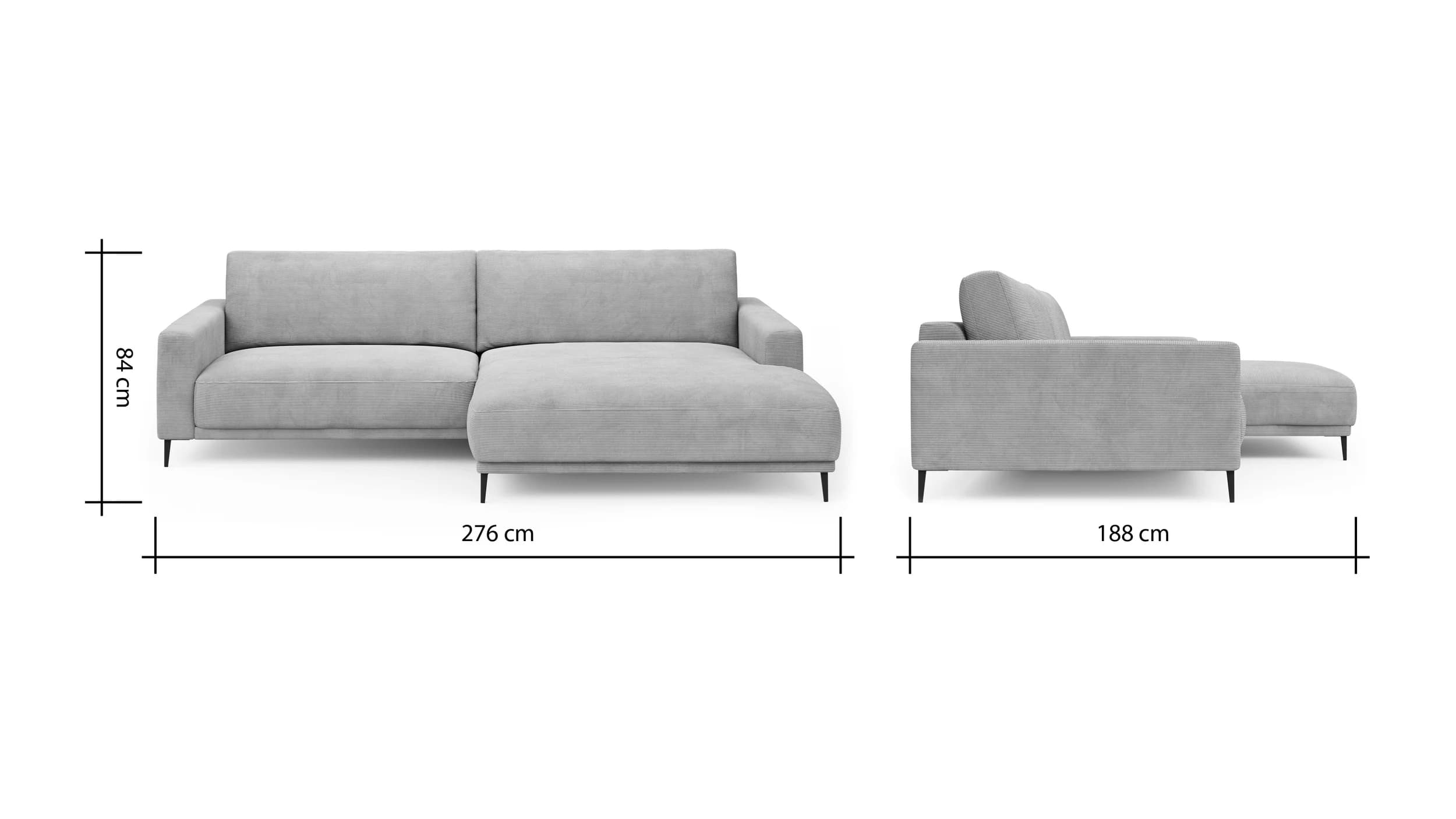 Ecksofa Solero 2.0 - 1,5-Sitzer mit Longchair groß rechts, Stoff, Olivgrün