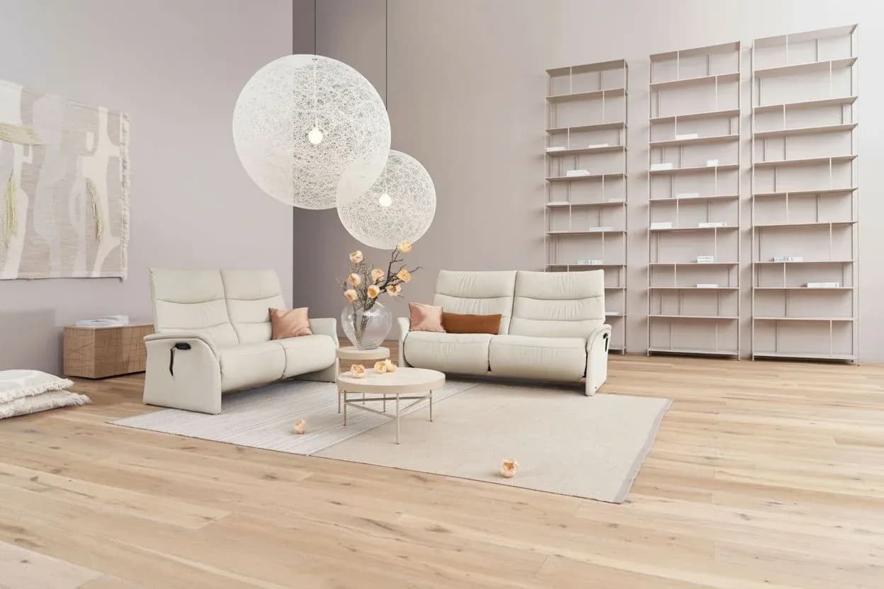 Sofa - 2,5-Sitzer, Relaxfunktion motorisch, Leder, Beige