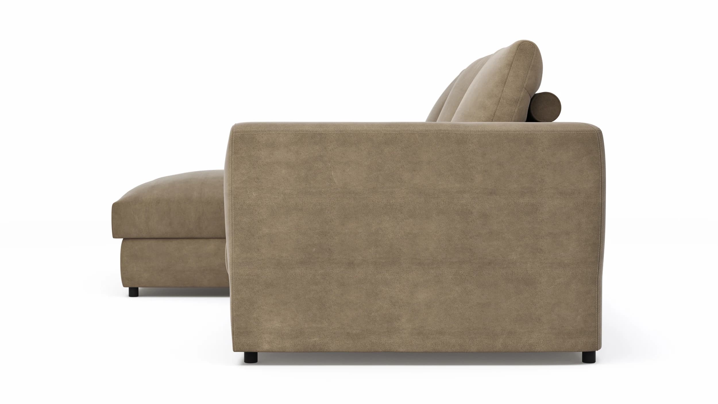 Ecksofa Stormy - Longchairs links mit 2,5-Sitzer, Stoff, Rauchbraun