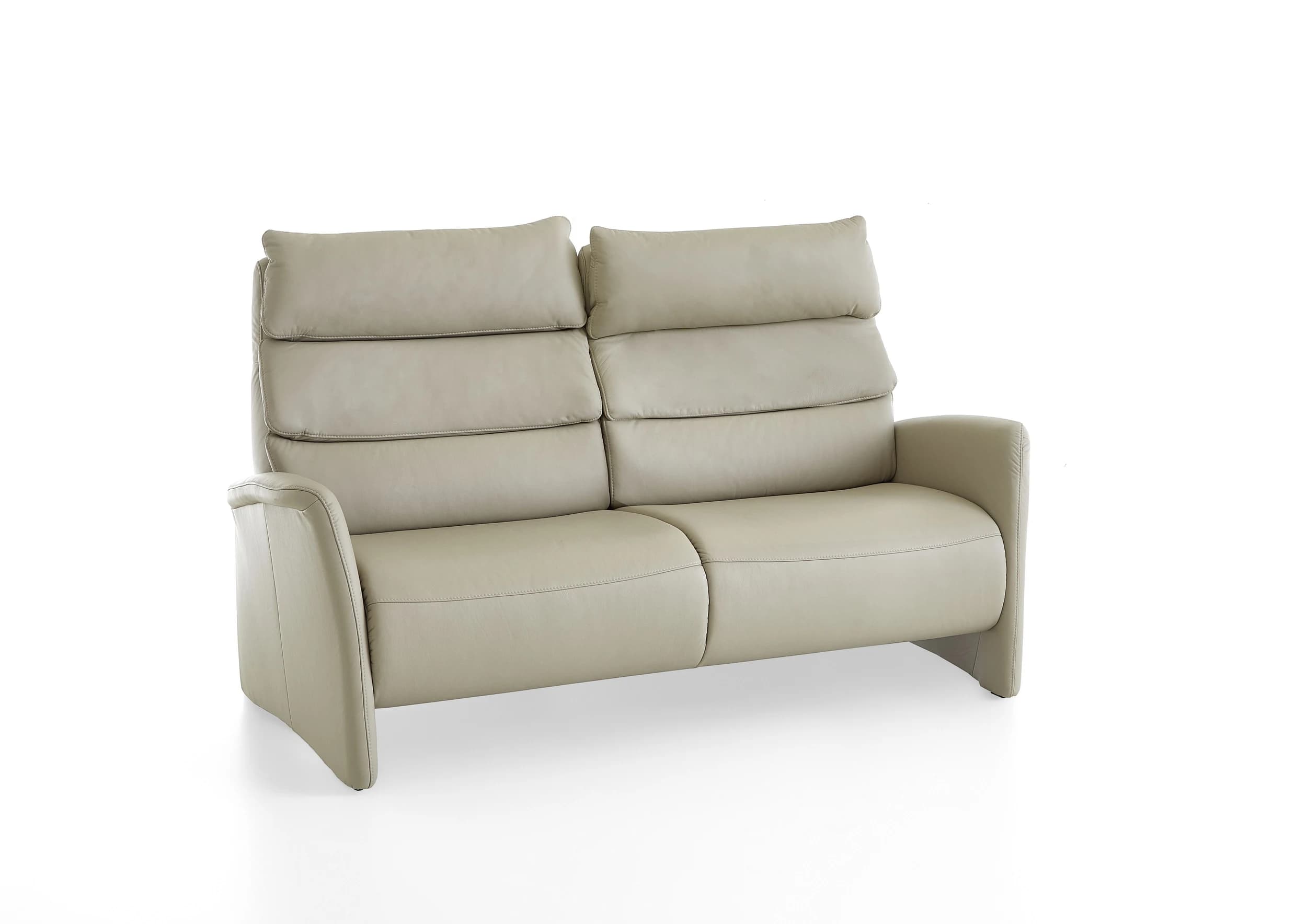 Sofa - 2,5-Sitzer groß, Kopfteil verstellbar, Leder, Perlmutt