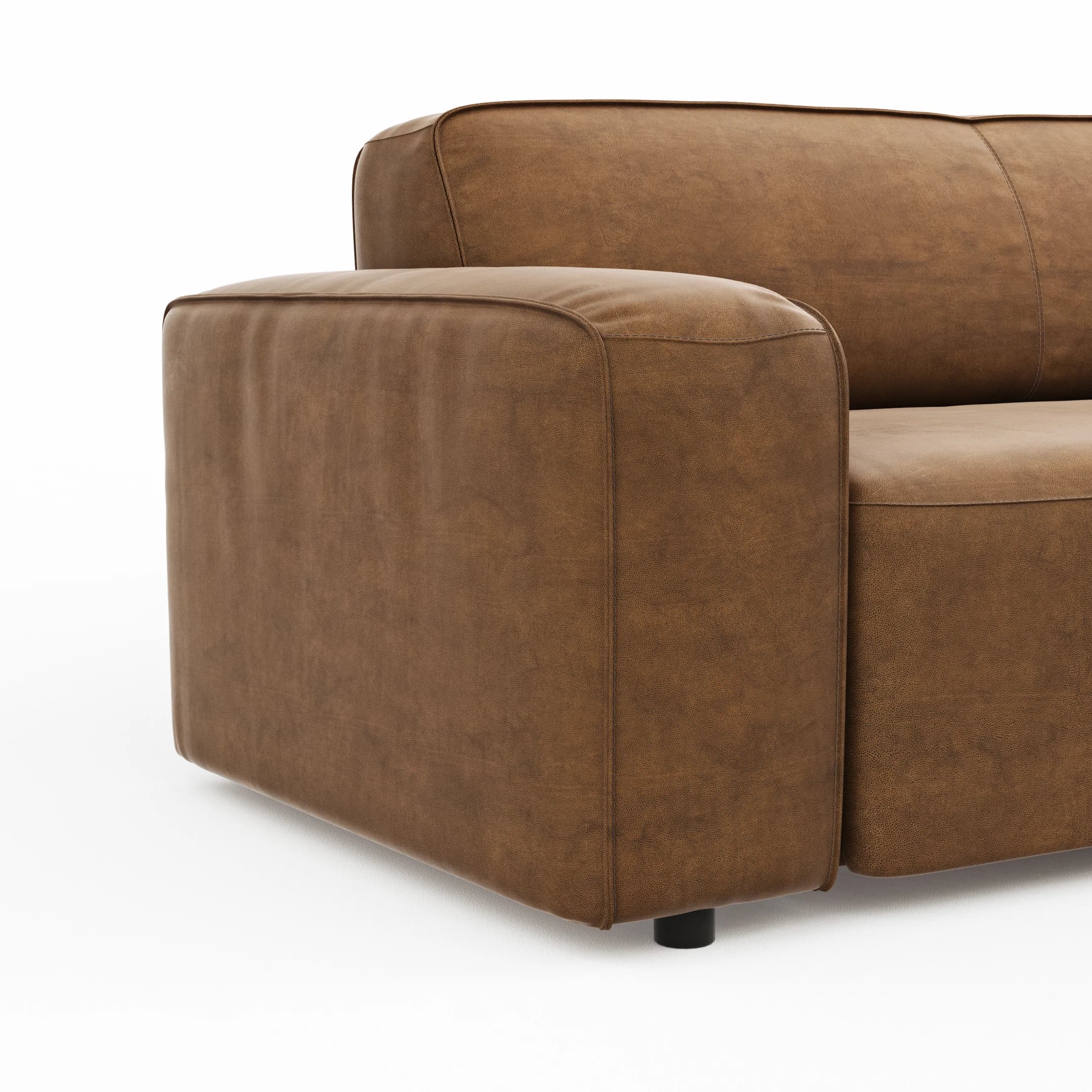 Ecksofa Denver - 2,5-Sitzer mit Longchair rechts, Stoff, Braun
