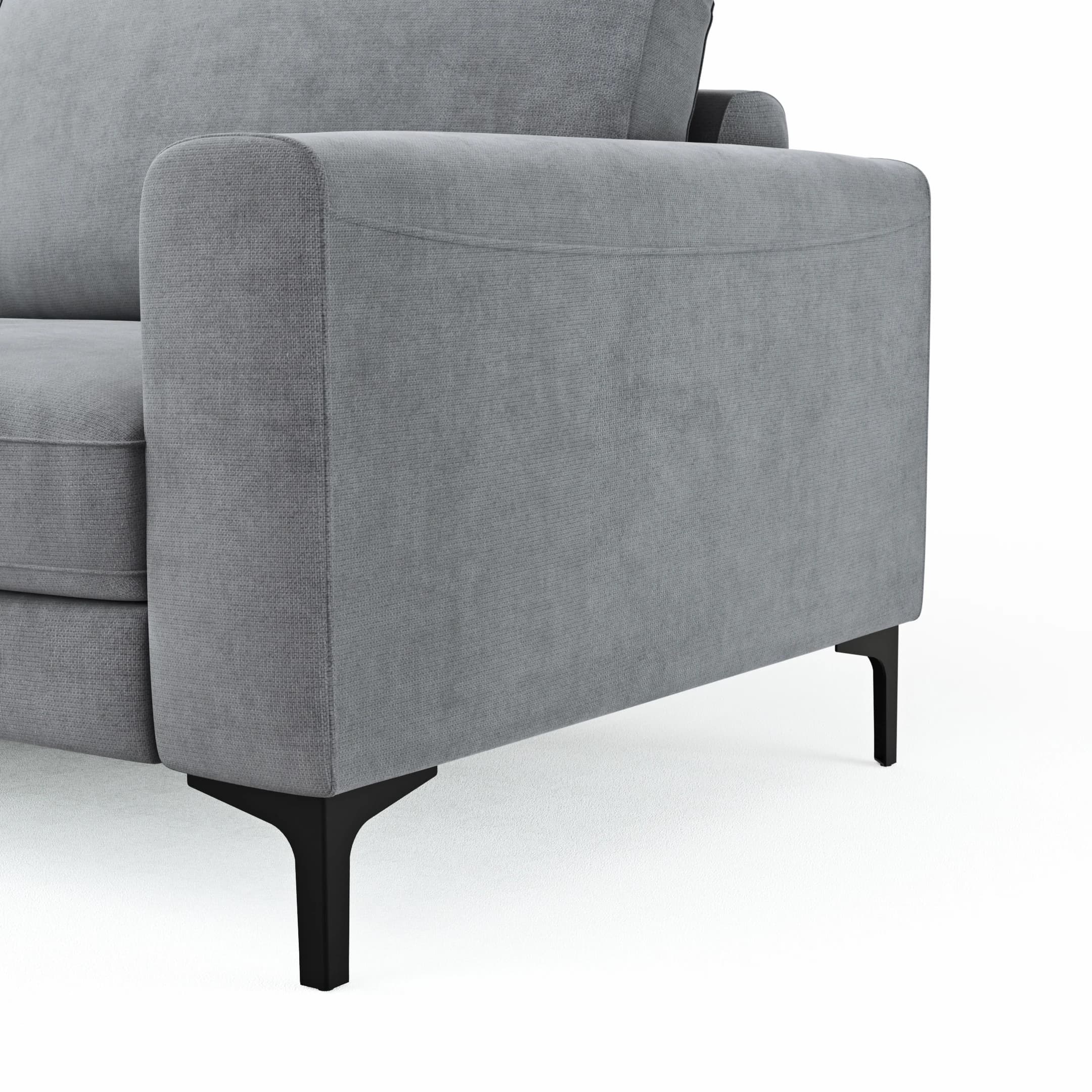 Ecksofa Oviedo - Longchair links mit 1,5-Sitzer, Stoff, Grau
