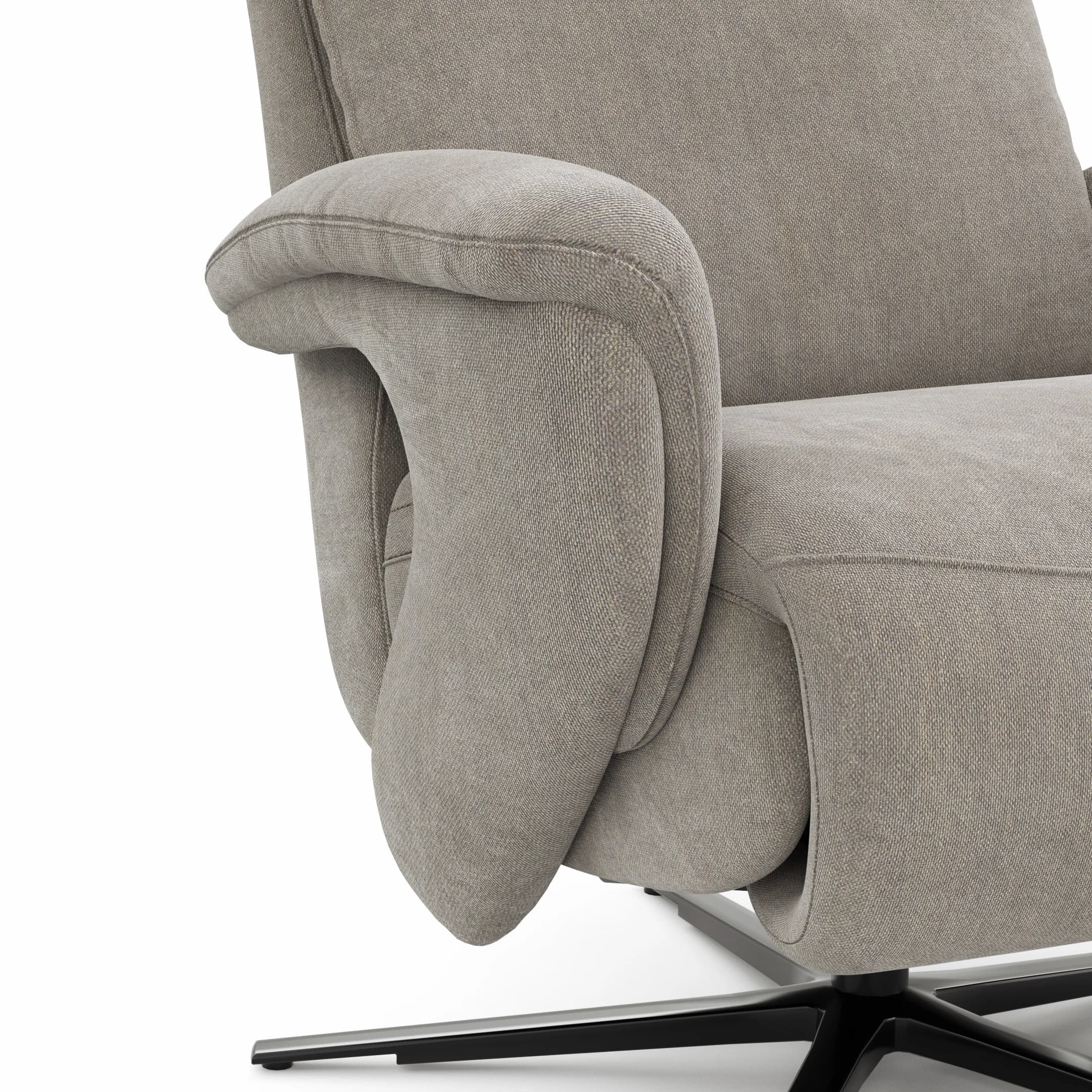 Sessel Tulsa Relax - Größe L, inkl. Kopf-/Fußteil/Rückenlehne verstellbar, Stoff, Graubeige