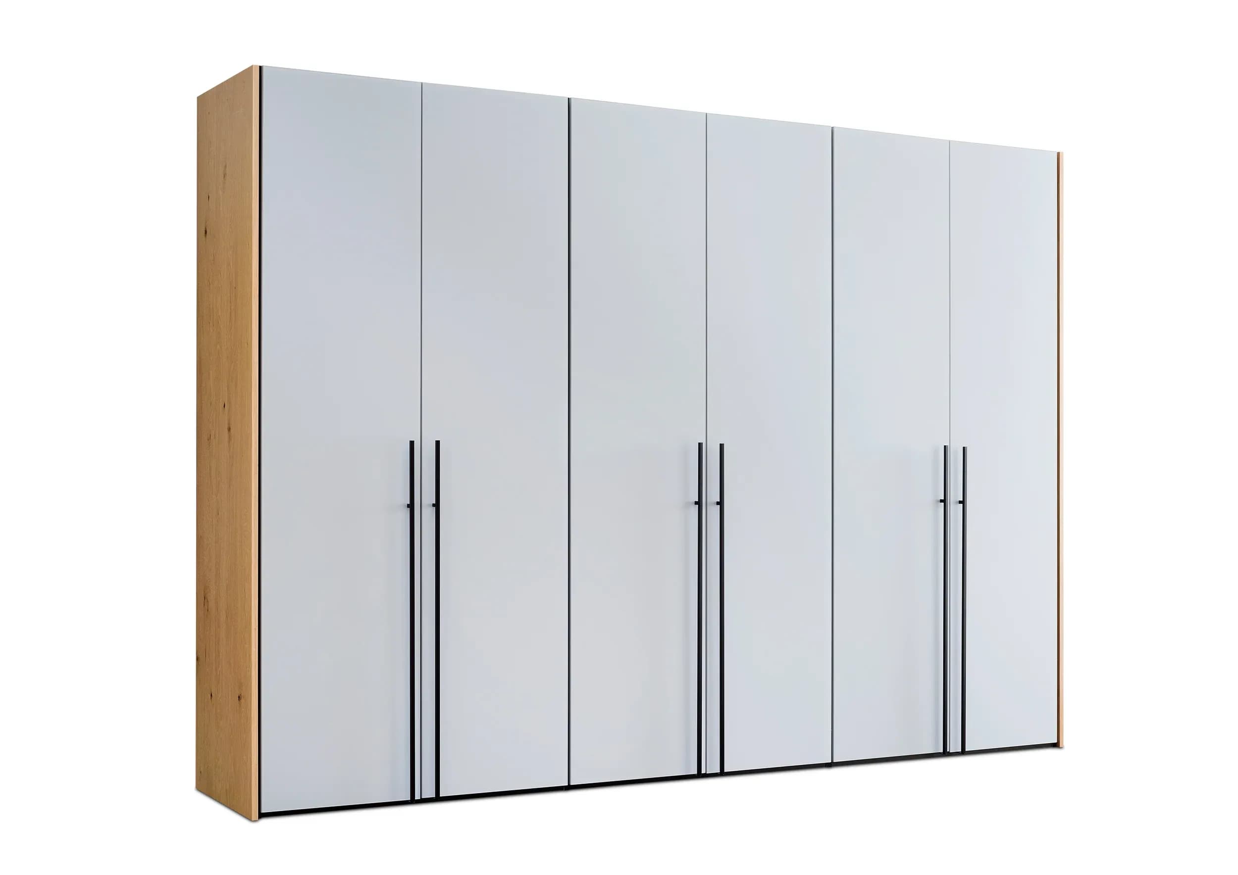 Drehtürenschrank Colorado - B ca. 307 cm, Glas, Hellgrau matt