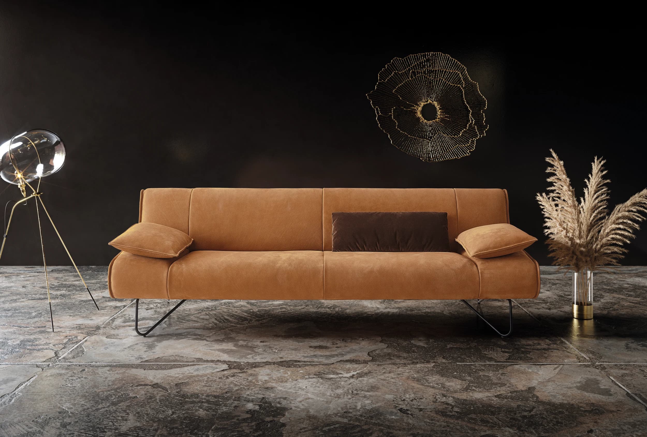 Sofa - 2-Sitzer, Leder, Hellbraun