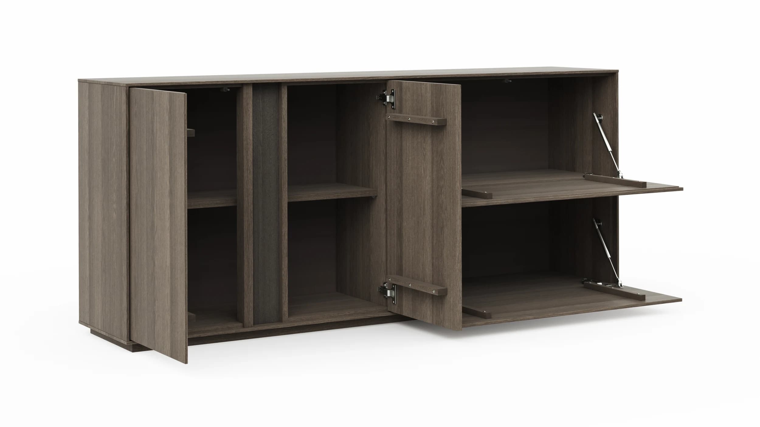 Sideboard Saratoga - mit Klapptüren, Buche massiv, silbergrau geölt