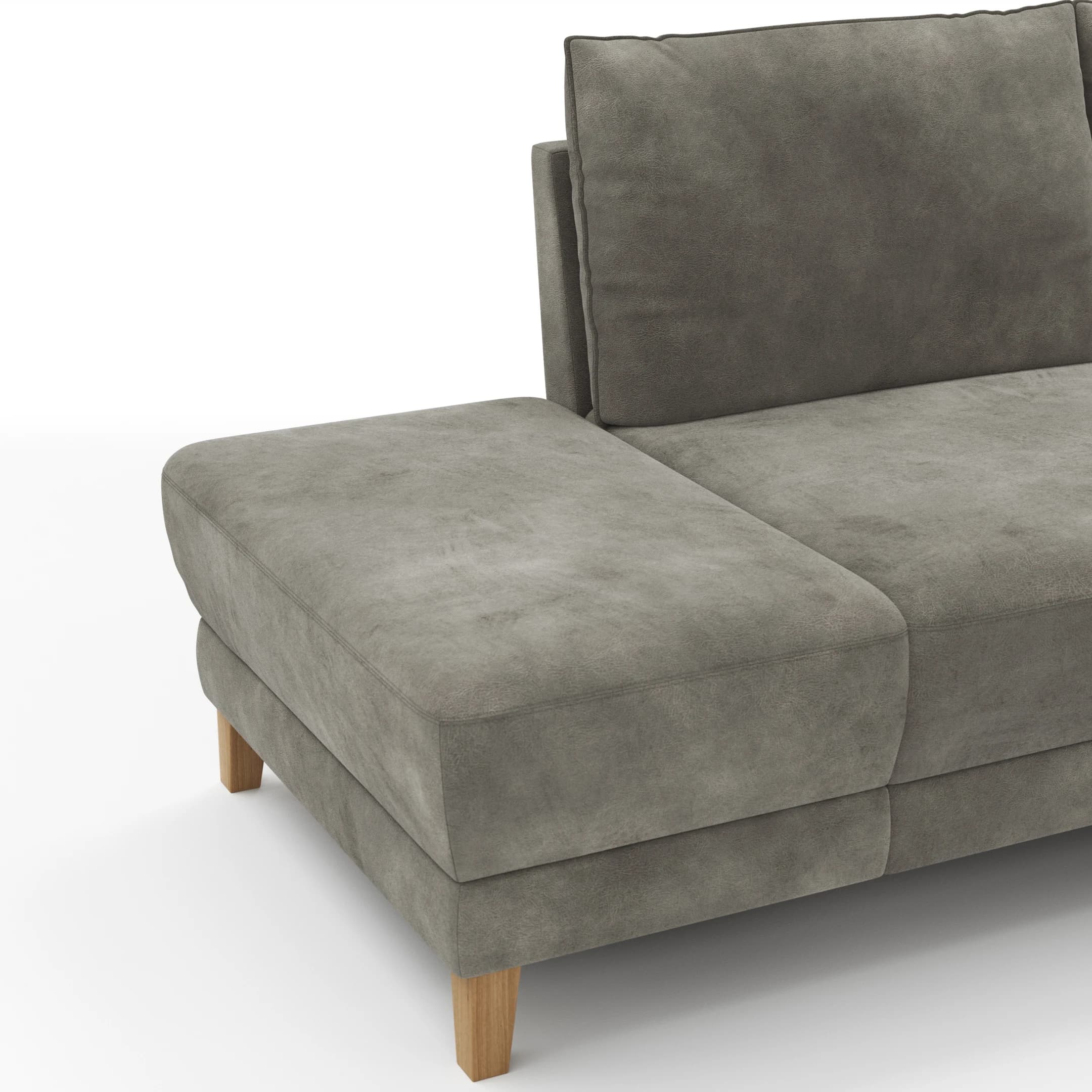 Sofa Stamford - Ecksofa 2-sitzig und Abschlusshocker links mit 3,5-Sitzer, Bogen rechts, Stoff, Anthrazit