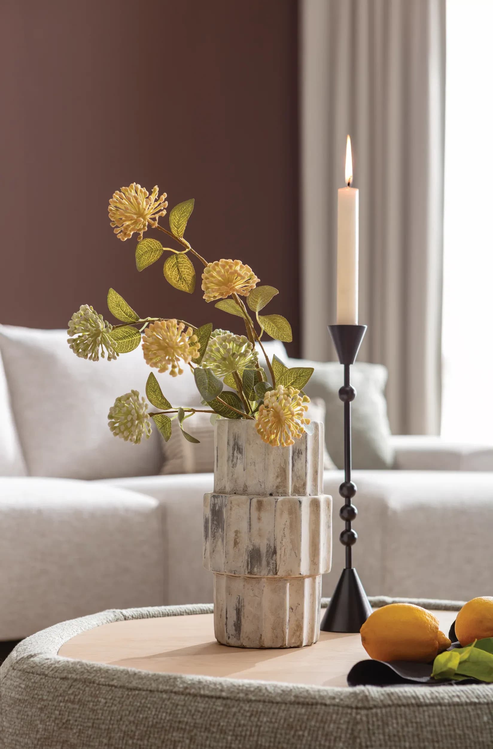 Hocker Serava/Honey - Large, mit Platte, Stoff, Olivgrün