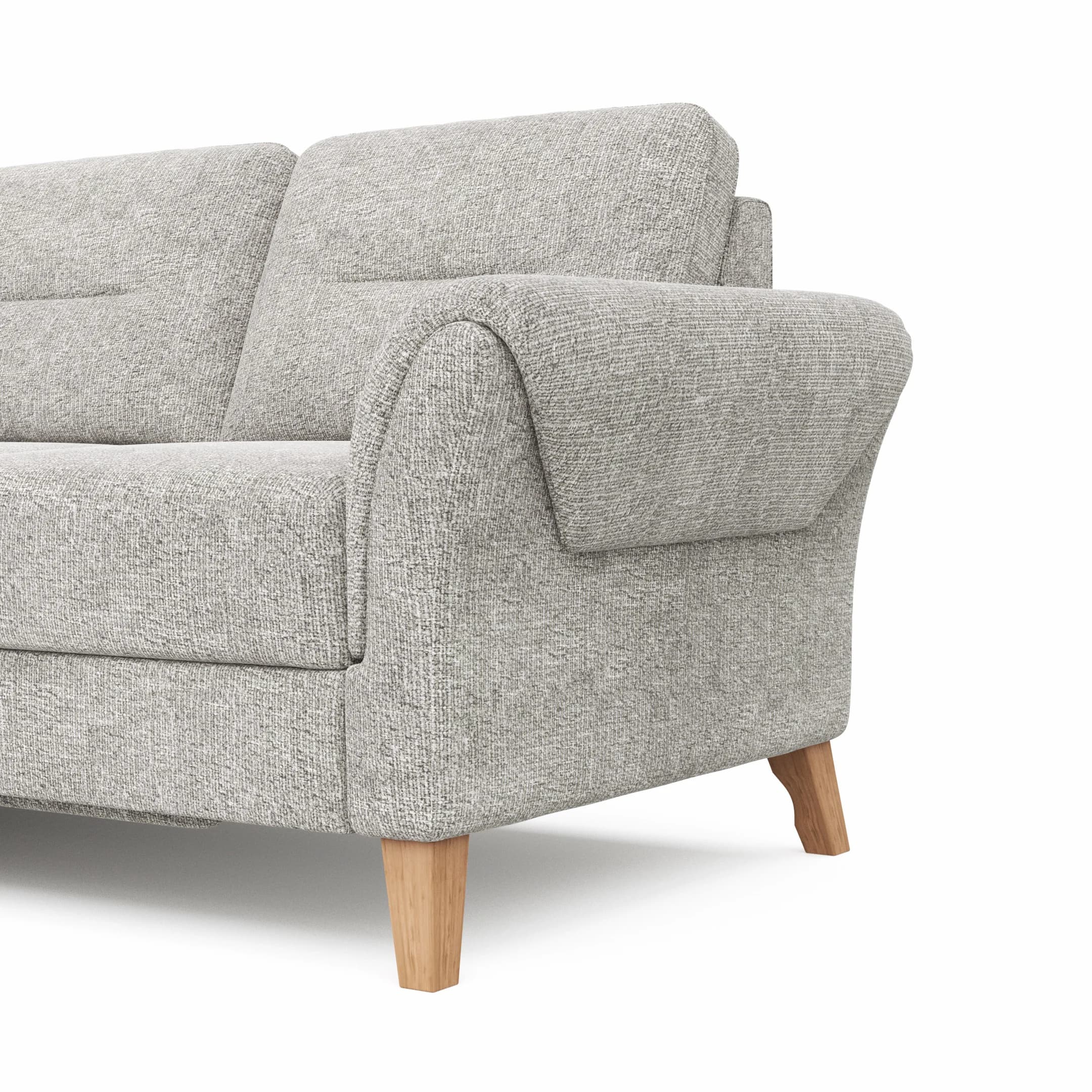 Ecksofa Almyra - Ottomane links mit 2,5-Sitzer, inkl. Schlaffunktion und Bettkasten, Stoff, Silbergrau