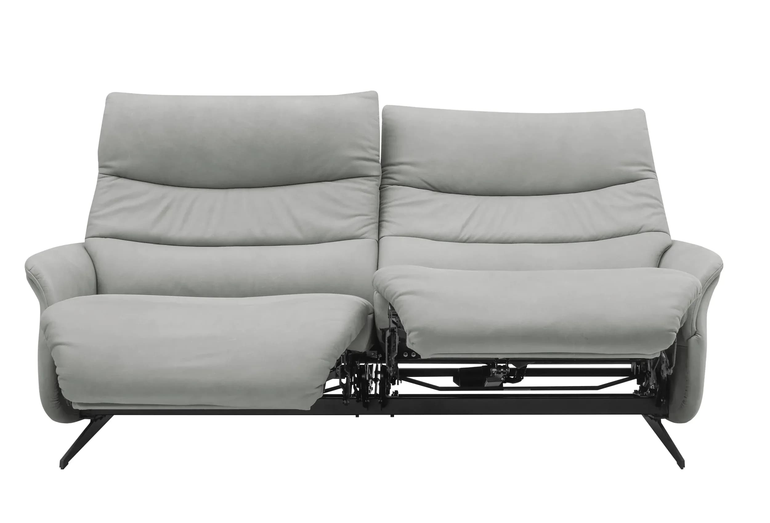 Sofa EM Lun - 2,5-Sitzer, Leder, grau