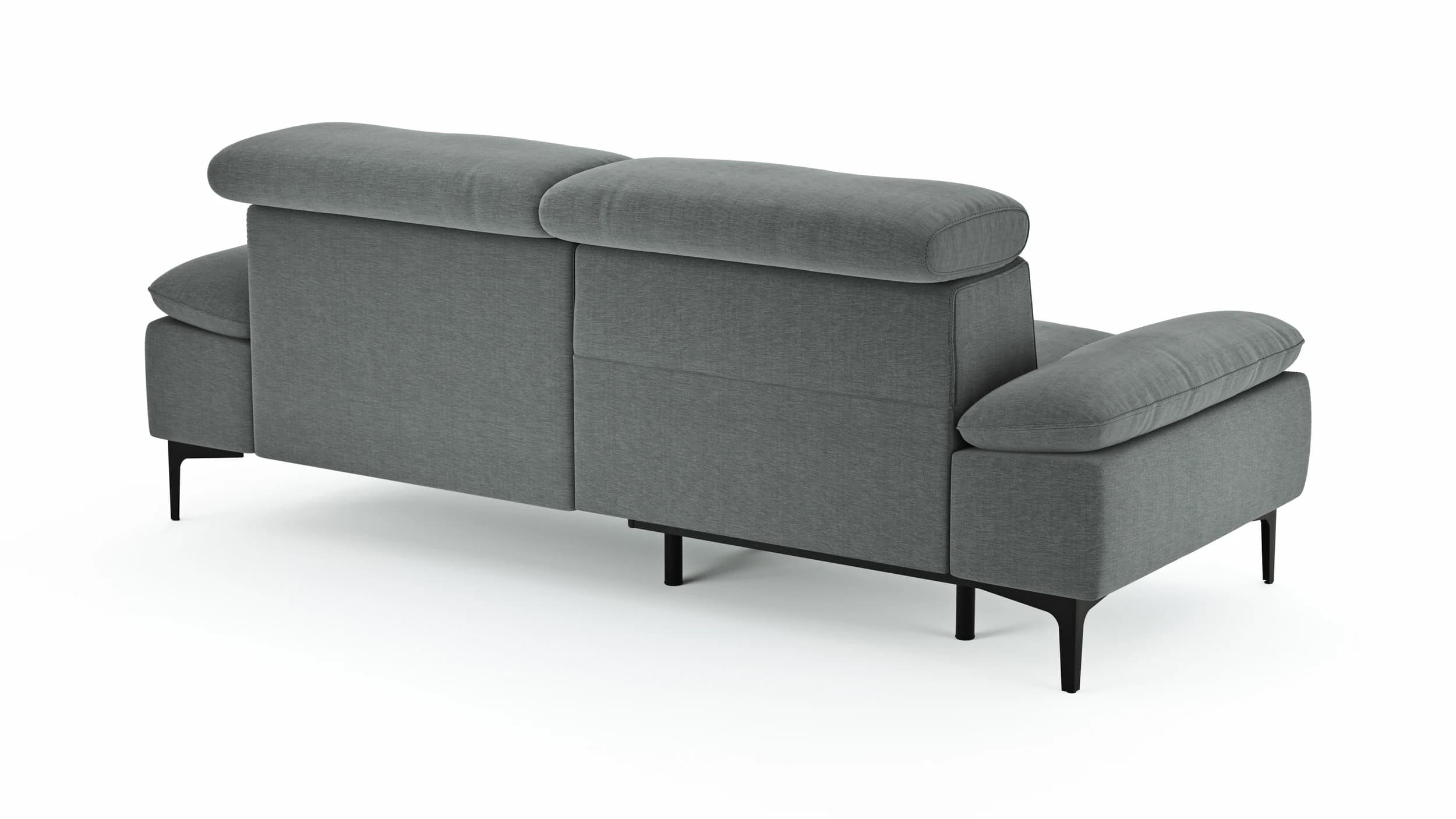 Sofa Felipa - 3-Sitzer inkl. Relaxfunktion (motorisch) und Kopfteil verstellbar, Stoff, Grau