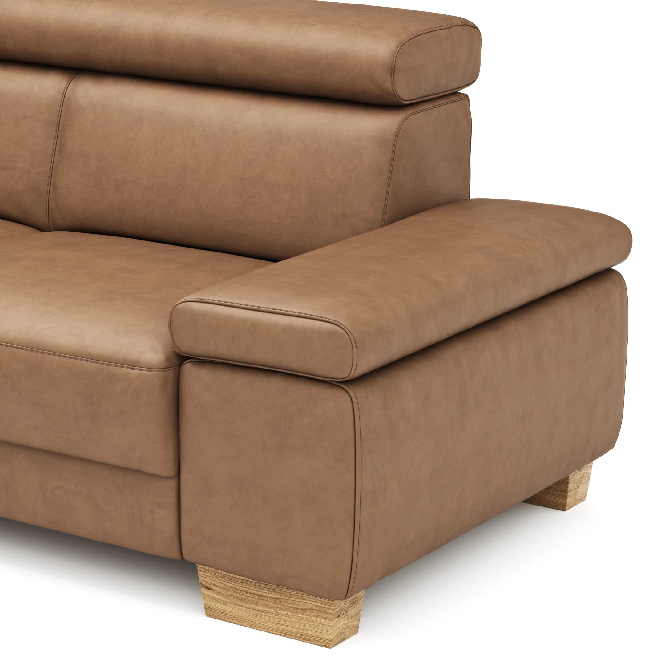 Ecksofa Philadelphia - Ecke links, 2,5-Sitzer, Kopfteil verstellbar (manuell), Sitzvorzug (motorisch),  Microfaser, Braun