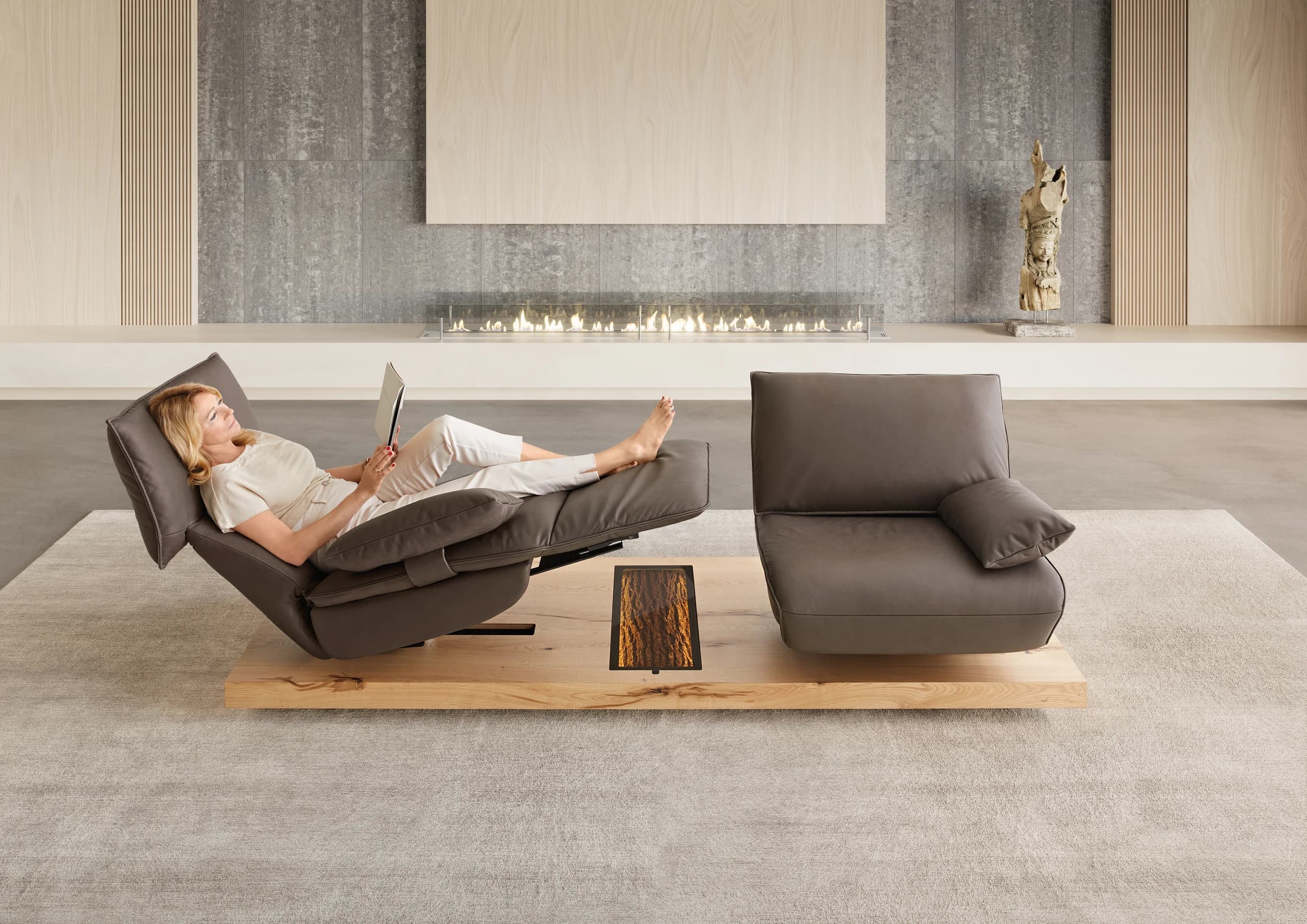 Sofa - 2-Sitzer, Relaxfunktion motorisch, Leder, Dunkelbraun
