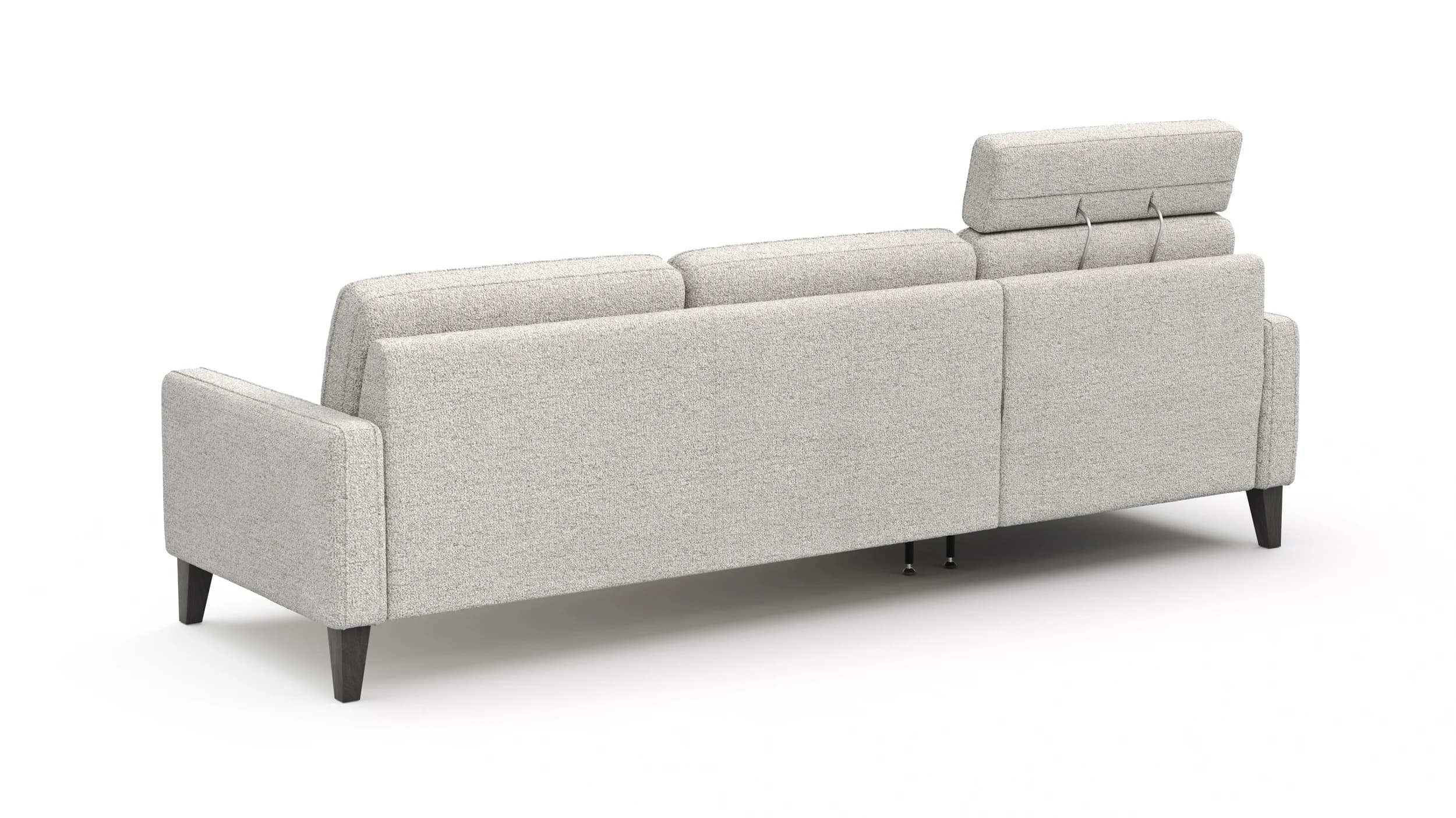 Ecksofa Matero - Longchair mit 2,5-Sitzer rechts inkl. Relaxfunktion motorisch, Stoff, Hellgrau