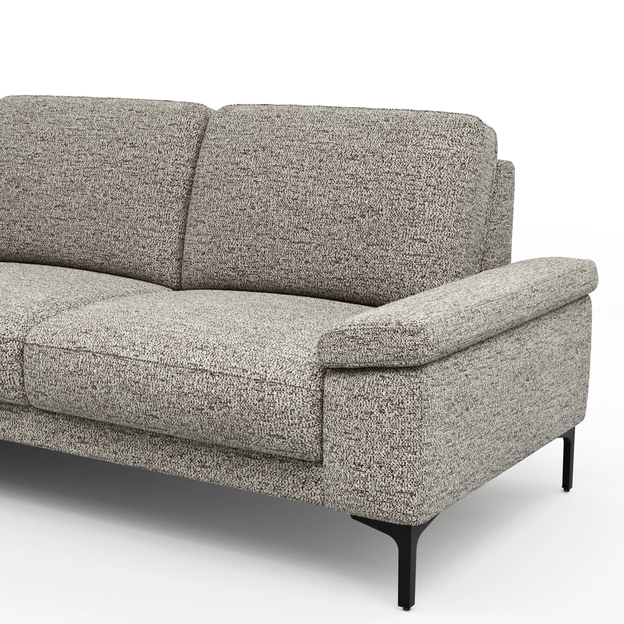 Ecksofa Matero - Ecke mit 2-Sitzer rechts, Stoff, Graubeige