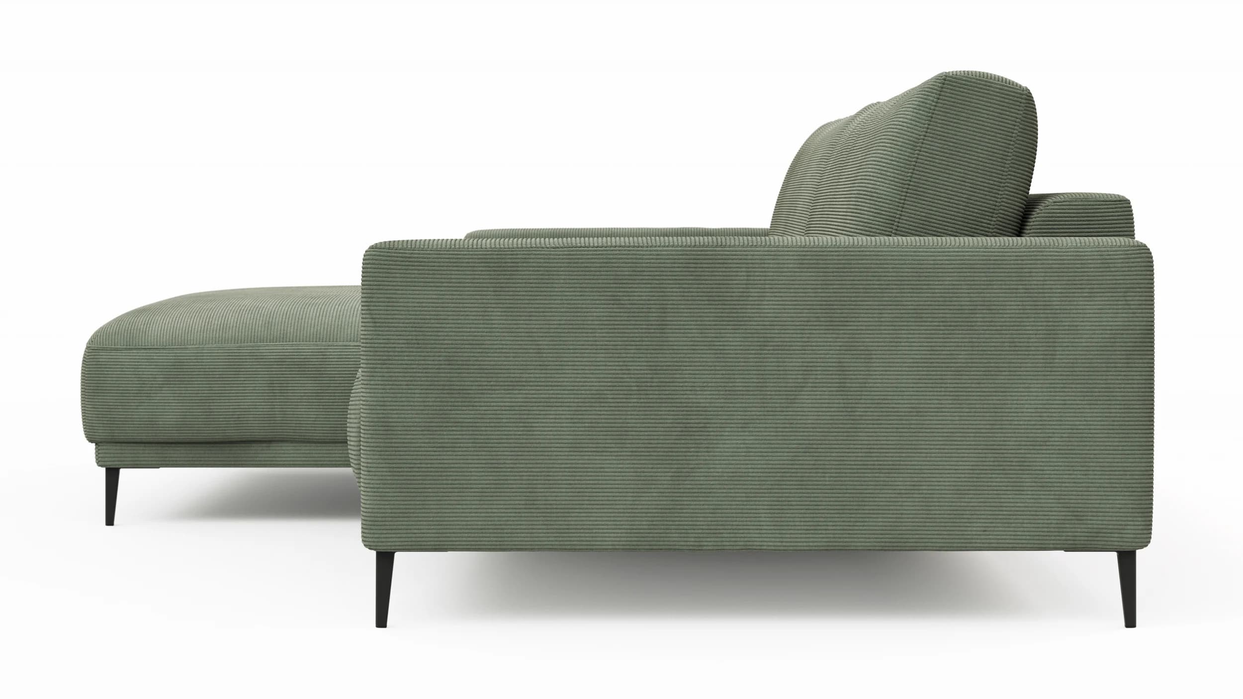Ecksofa Solero 2.0 - Longchair groß mit 1,5-Sitzer rechts, Stoff, Olivgrün