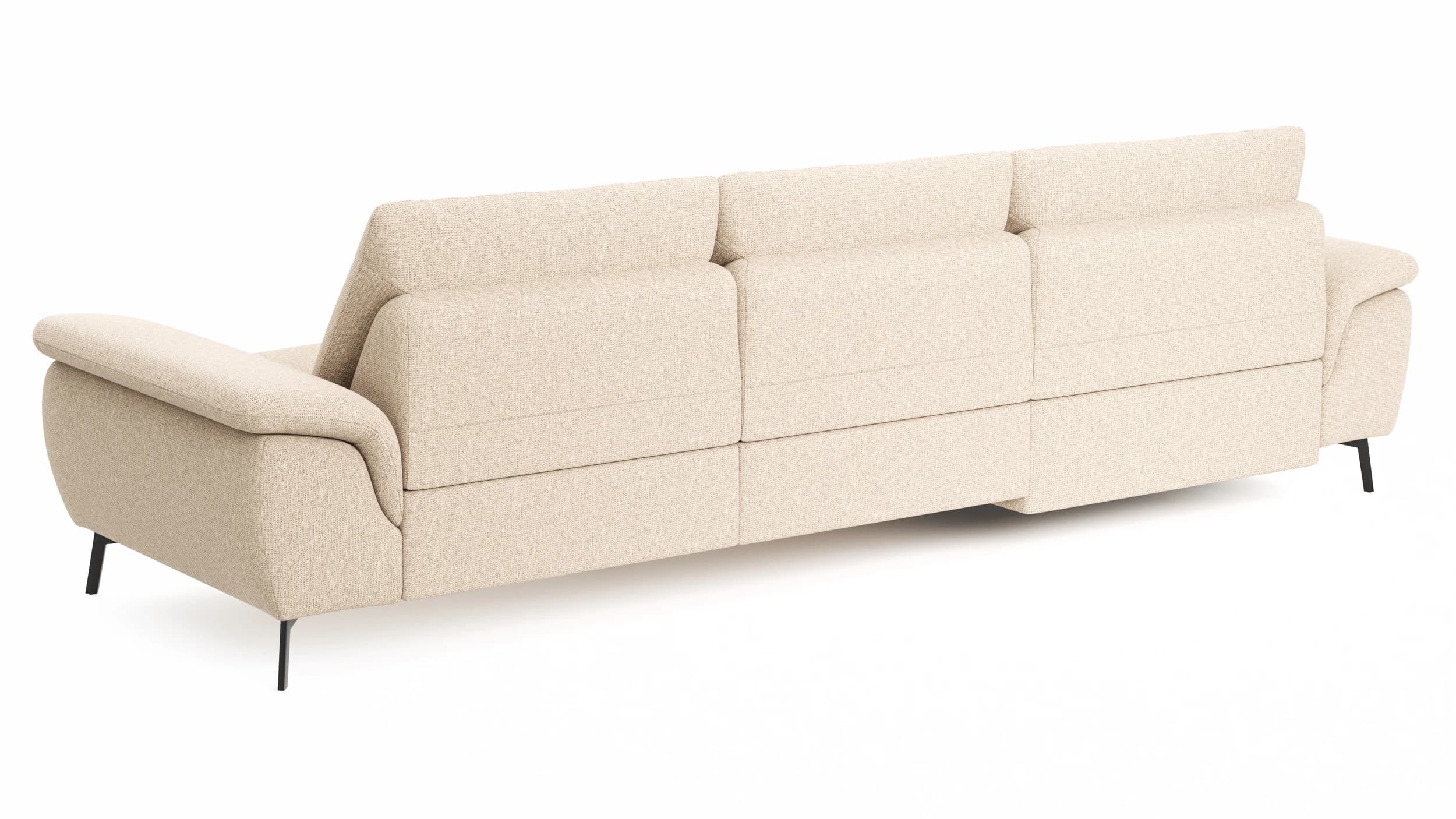 Ecksofa Gotera - Longchair links mit 1,5-Sitzer med. + 1,5-Sitzer med. rechts inkl. Rückenlehne verstellbar, Stoff, Creme