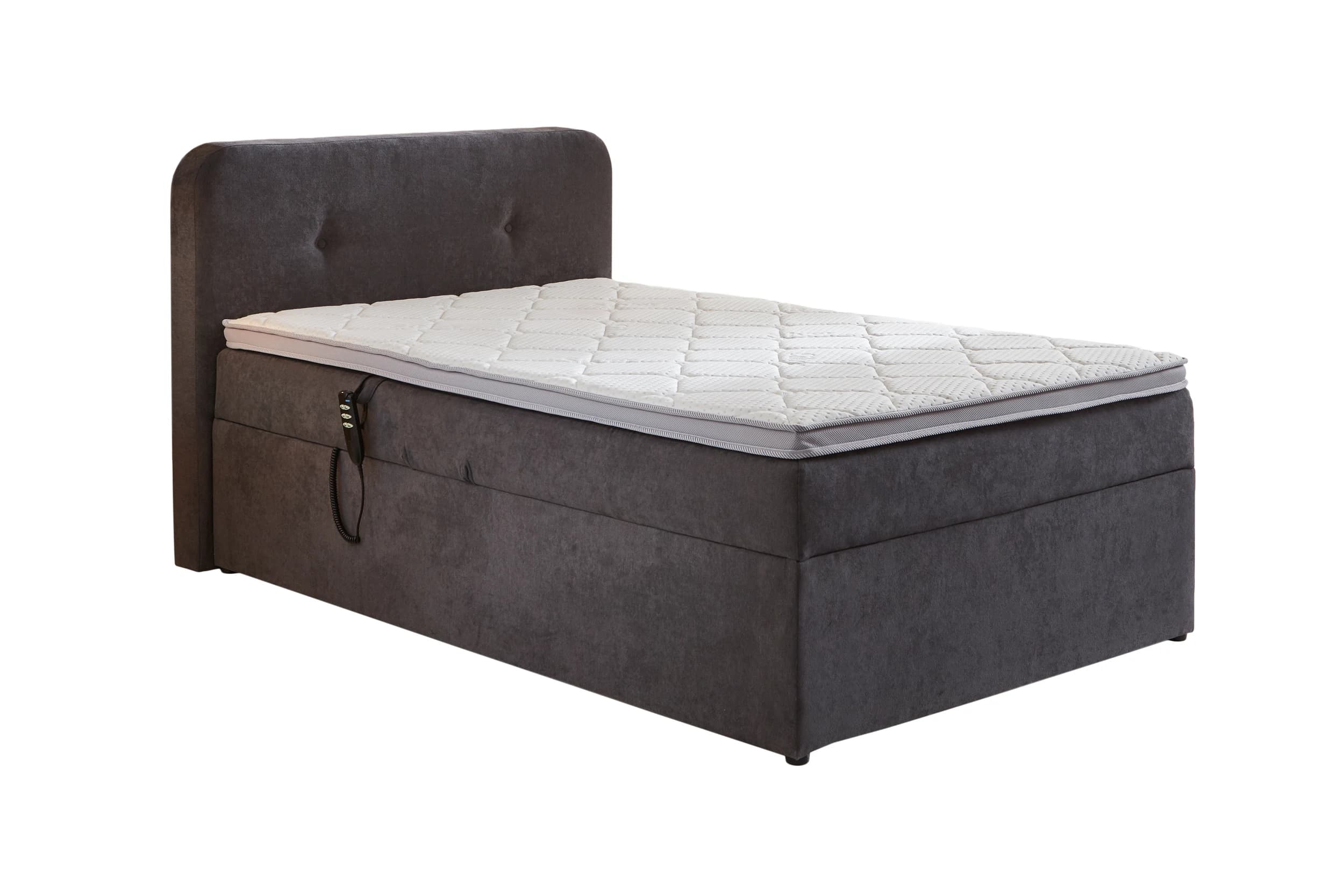 Boxbett - Liegefläche ca. 120x200 cm, Stoff, Grau