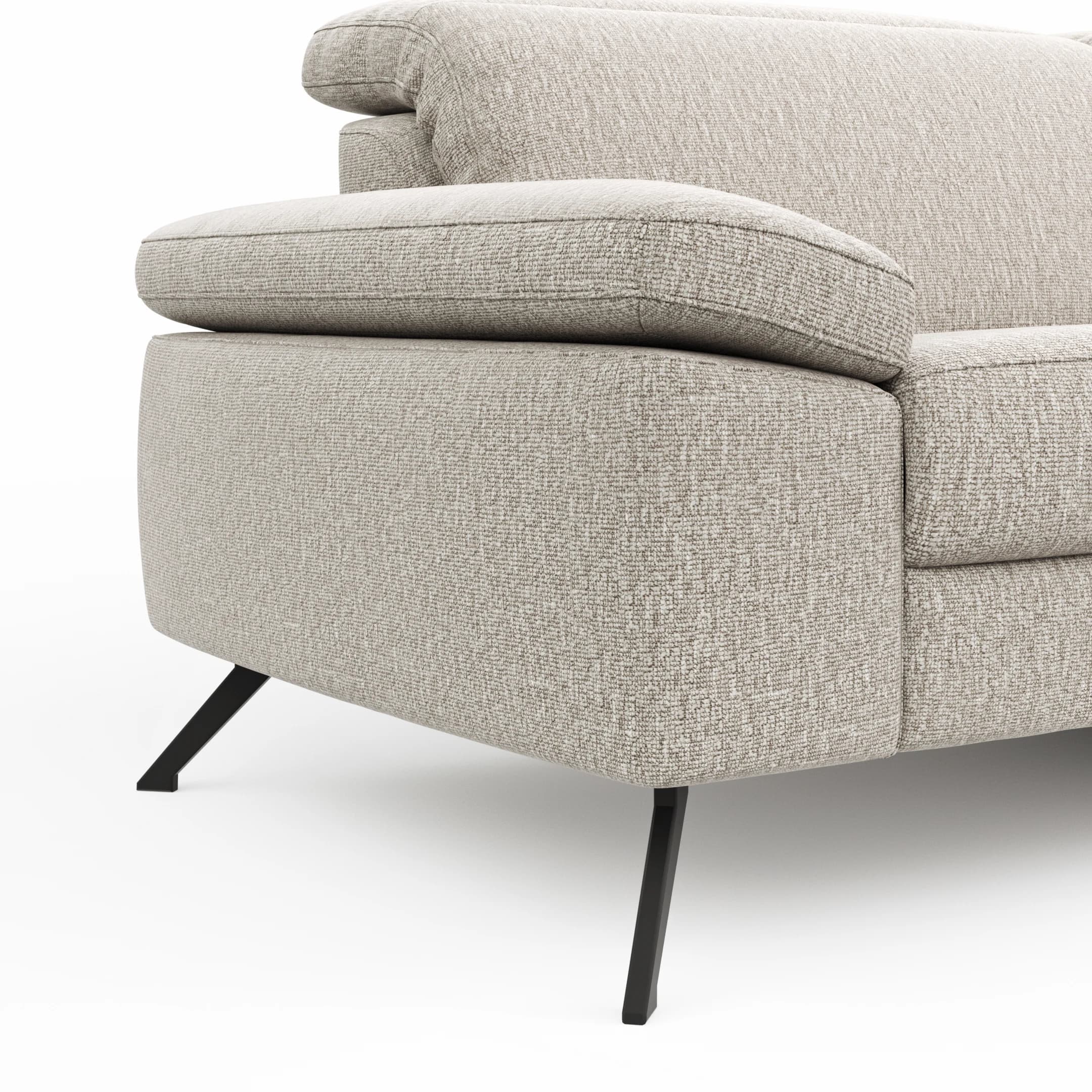 Sofa Rafaela 2.0 - 3-Sitzer inkl. 1x Relaxfunktion und Kopfteile verstellbar, Stoff, Champagner