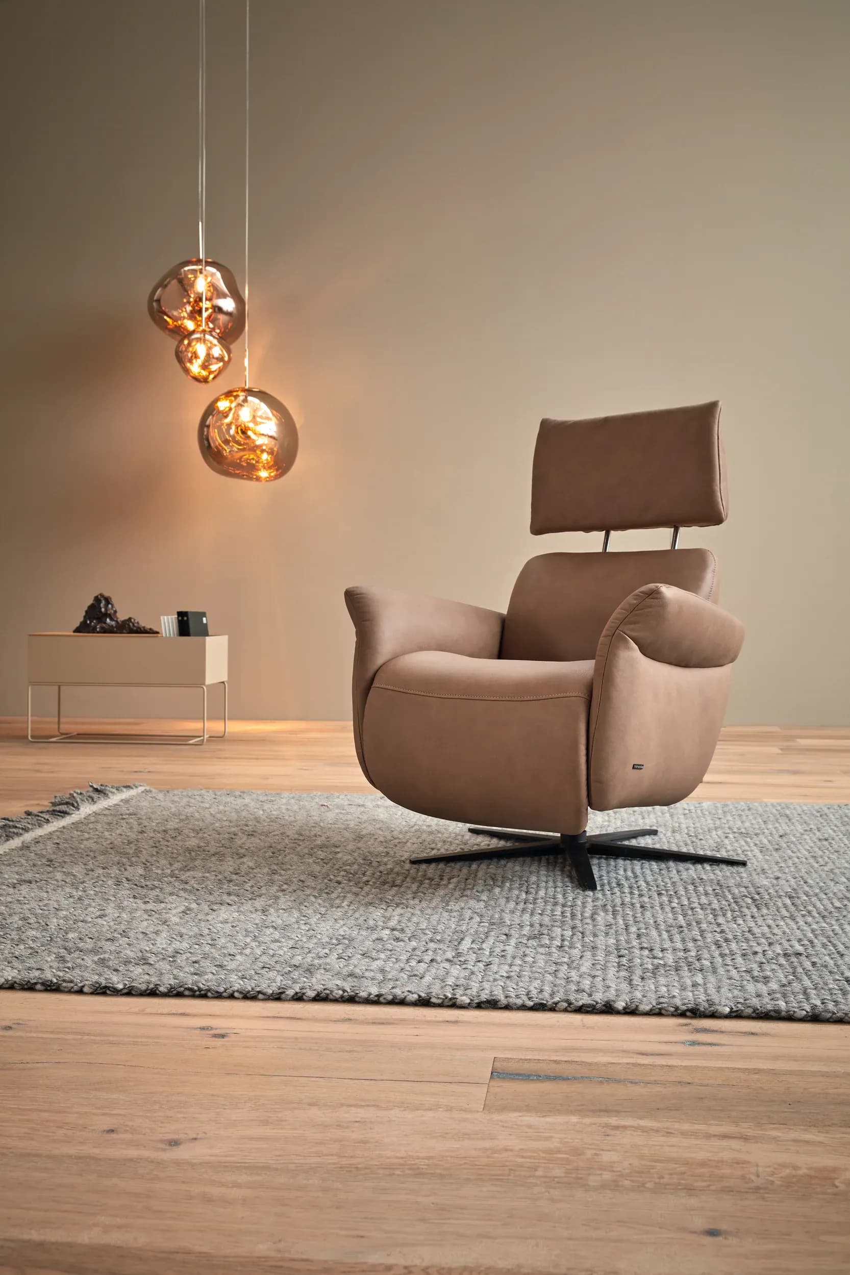 Sessel - Relaxfunktion motorisch, Leder, Braun