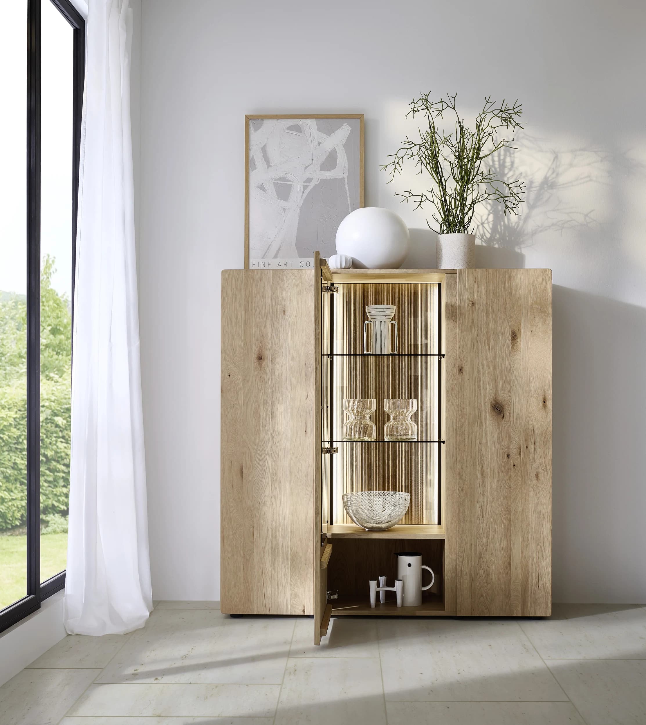 Highboard - Kerneiche massiv, Natur