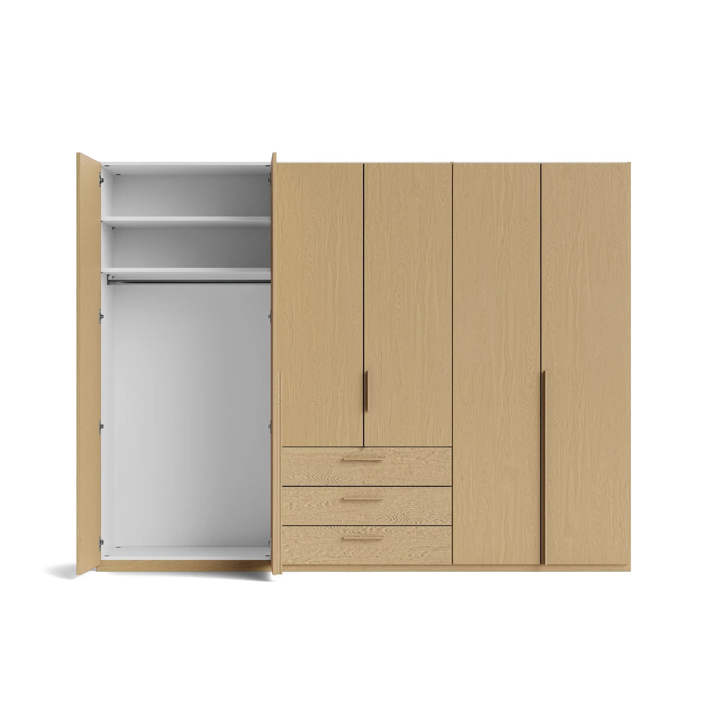 Drehtürenschrank Caluma - B. ca. 300cm, Furnier, Balkeneiche