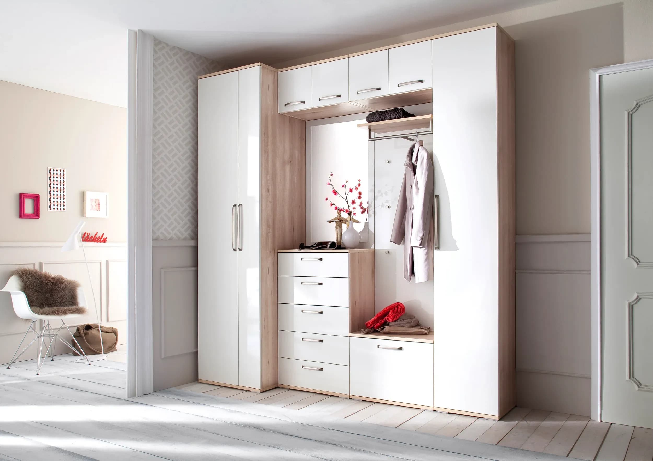 Garderobe - Eiche Dekor, Weiß