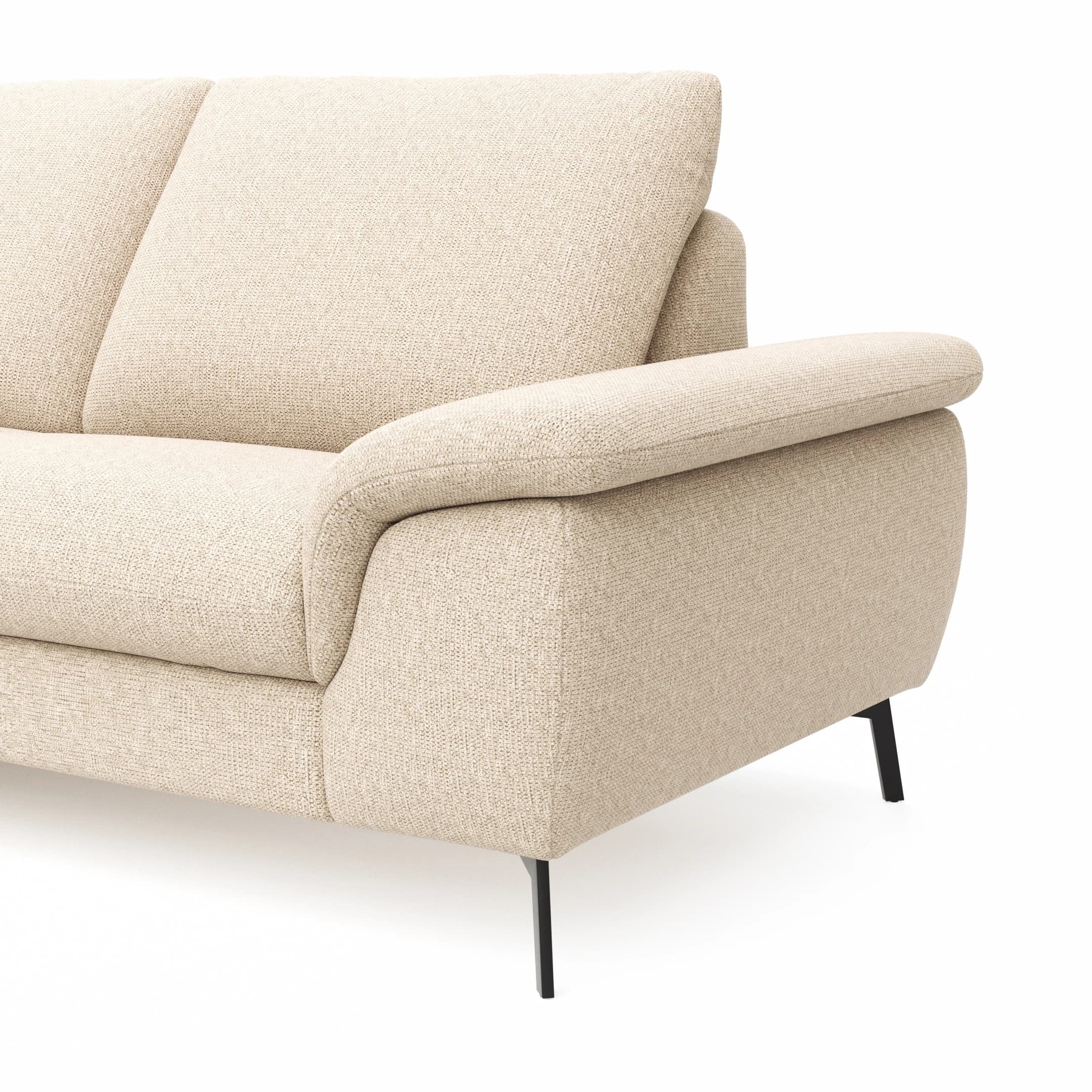 Ecksofa Gotera - Longchair links mit 1,5-Sitzer med. + 1,5-Sitzer med. rechts inkl. Rückenlehne verstellbar, Stoff, Creme