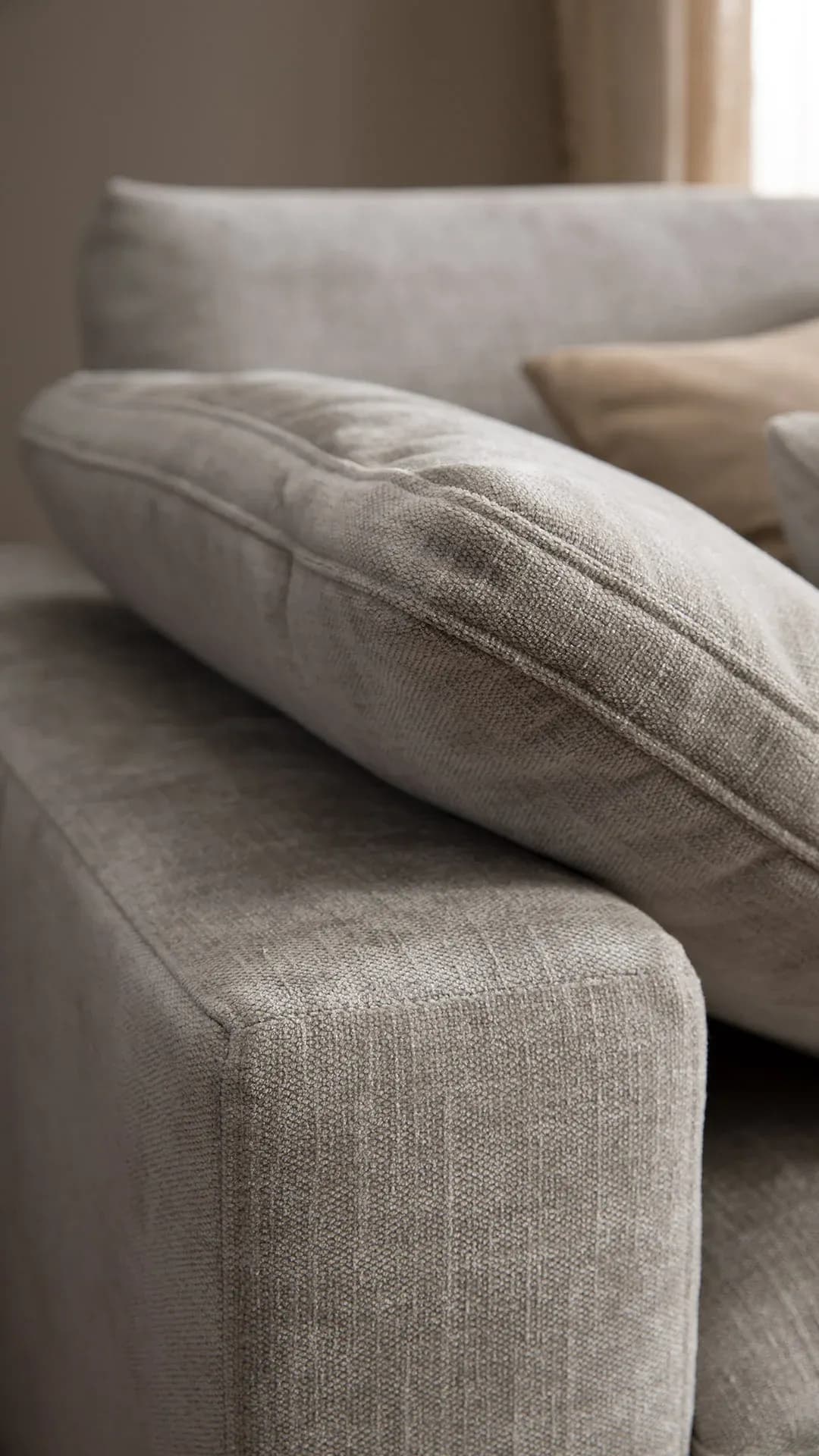 Ecksofa Palmdale - 3-Sitzer mit Longchair rechts, inkl. Kissen, Stoff, Graubeige