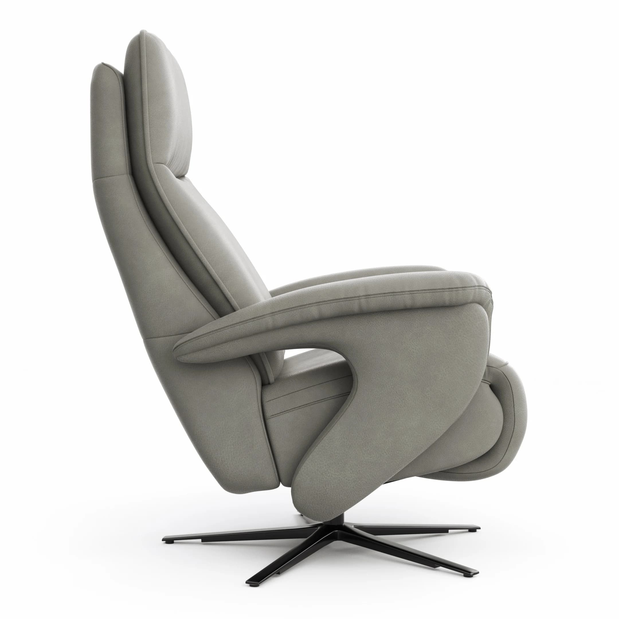 Sessel Tulsa Relax - Größe L, inkl. Kopf-/Fußteil/Rückenlehne verstellbar, Leder, Graubeige