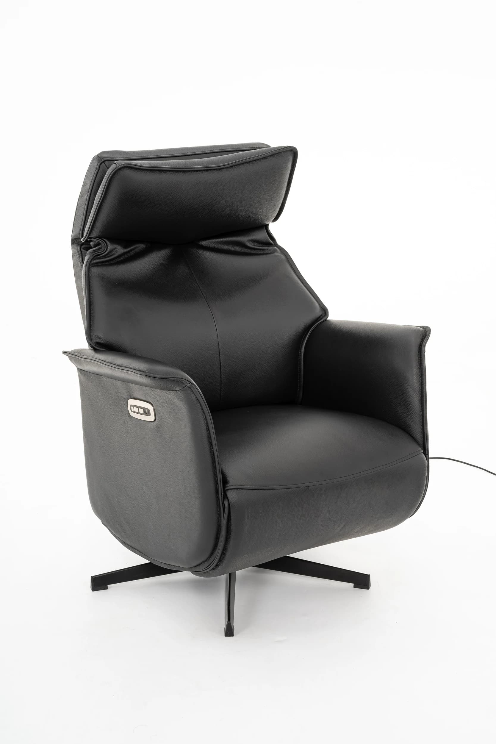 Sessel - Relaxfunktion motorisch, Leder, Schwarz