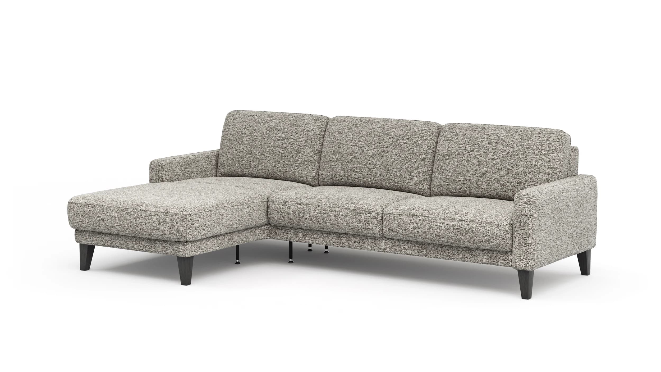 Ecksofa Matero - Longchair mit 2,5-Sitzer rechts, Stoff, Graubeige