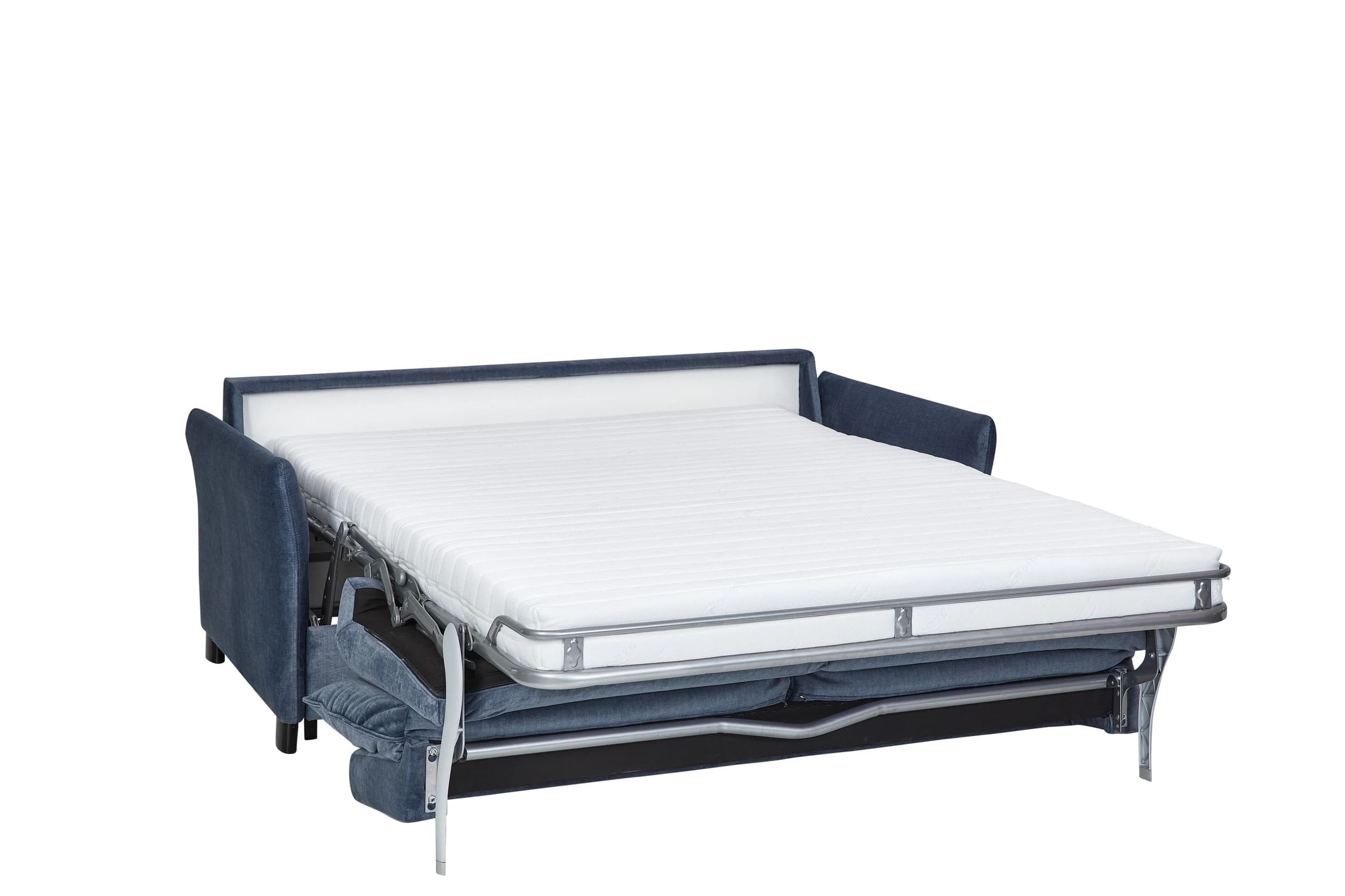 Sofa - 2-Sitzer mit Schlaffunktion, Stoff, Graublau